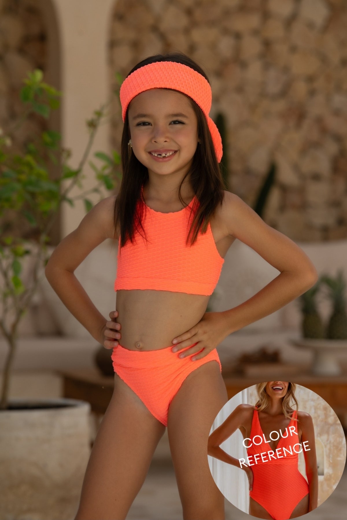Mini Gia Bikini Set - Fluro Waffle Watermelon