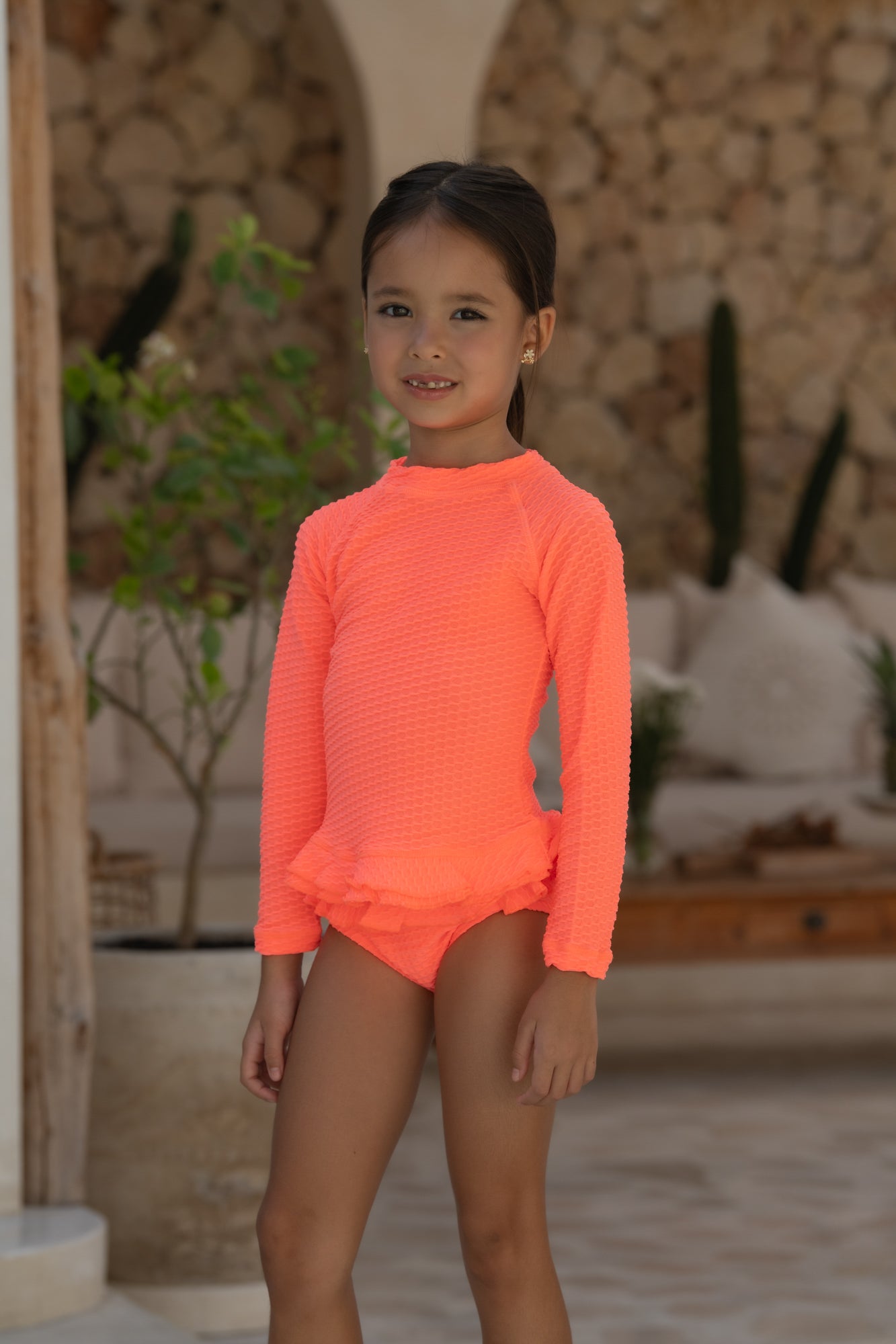 Mini Annie Rashie Set 02 - Fluro Waffle Watermelon