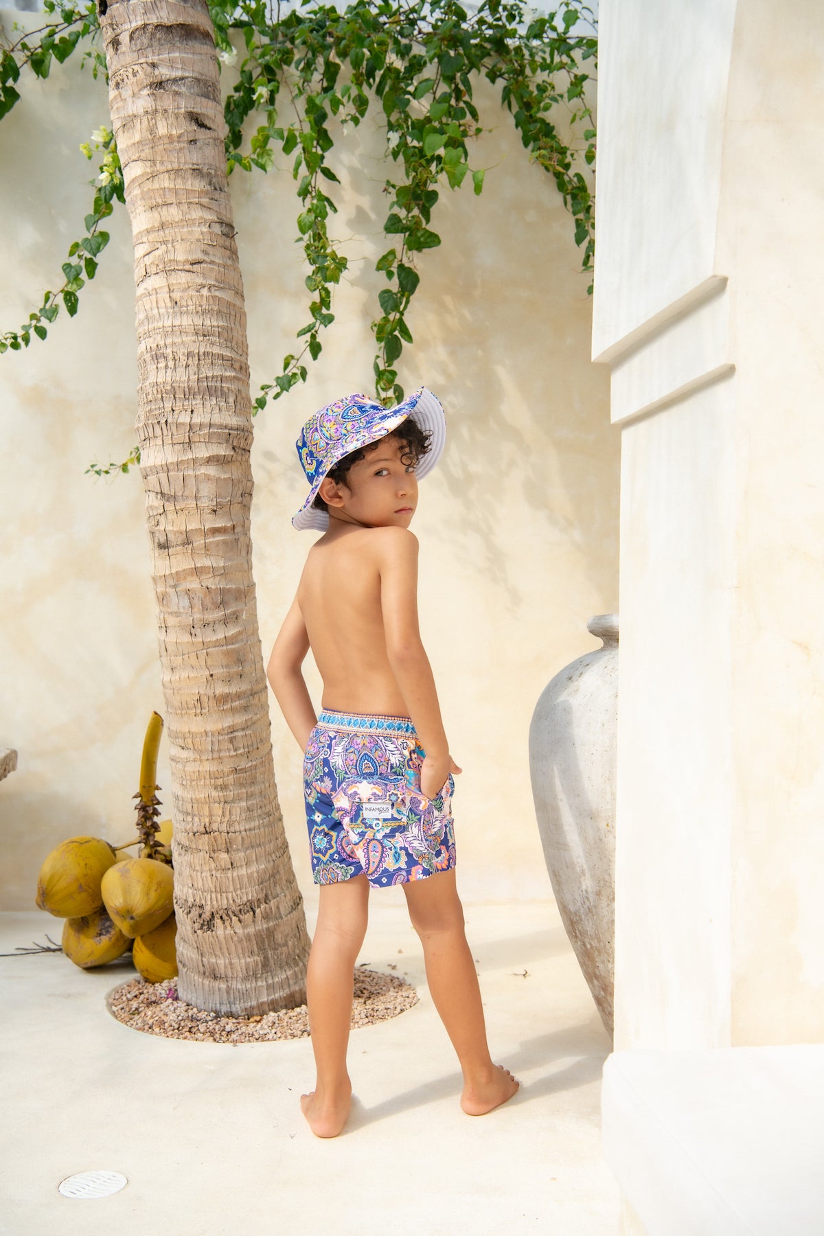 Mini Hank Board Shorts - Peacock Swirls