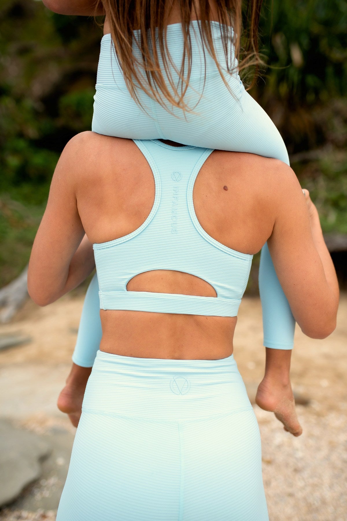 Ashy Active Crop Final Sale - Baby Blue Ribbed