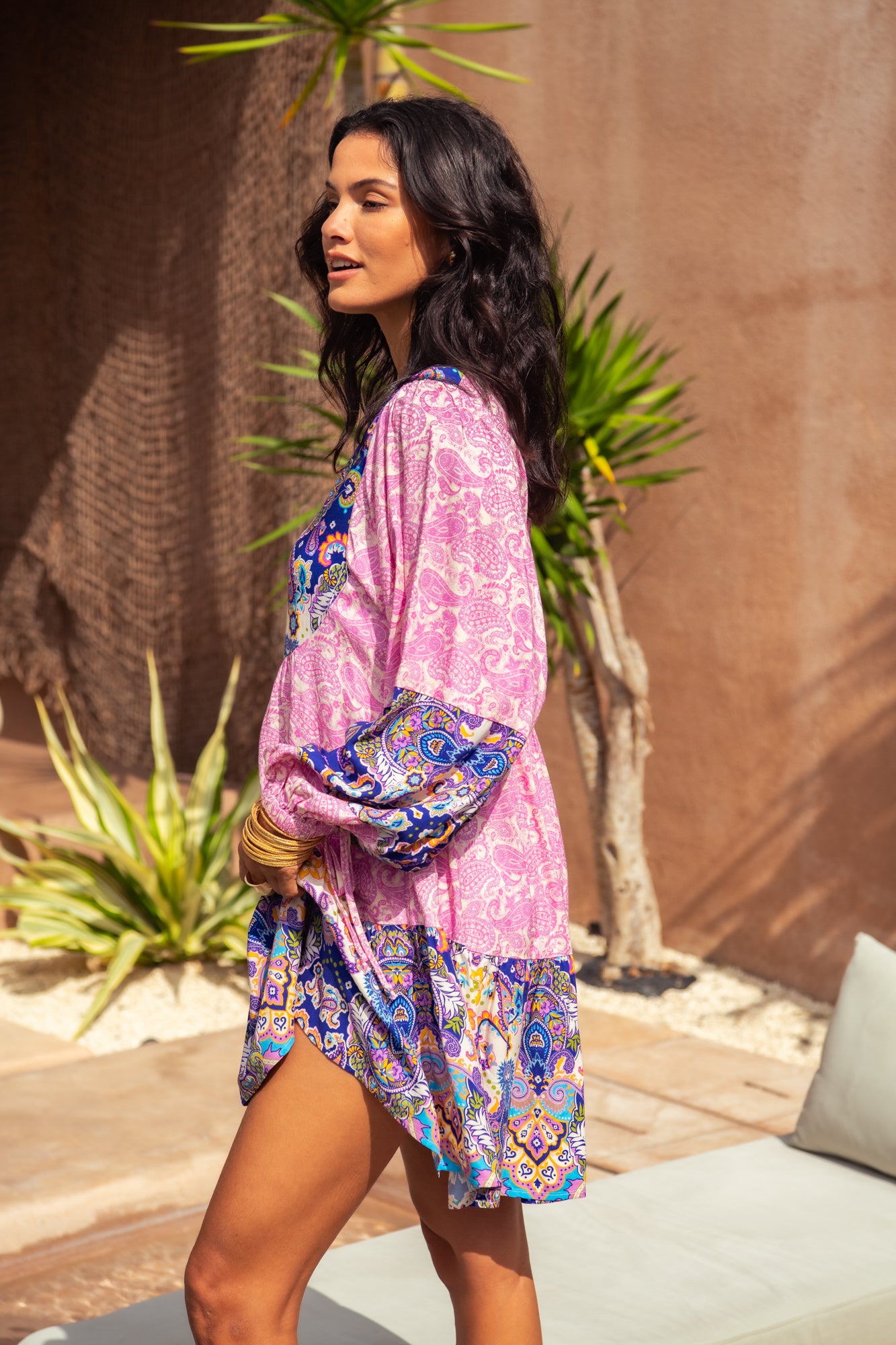 Chelsea Short Dress - Peacock Swirls