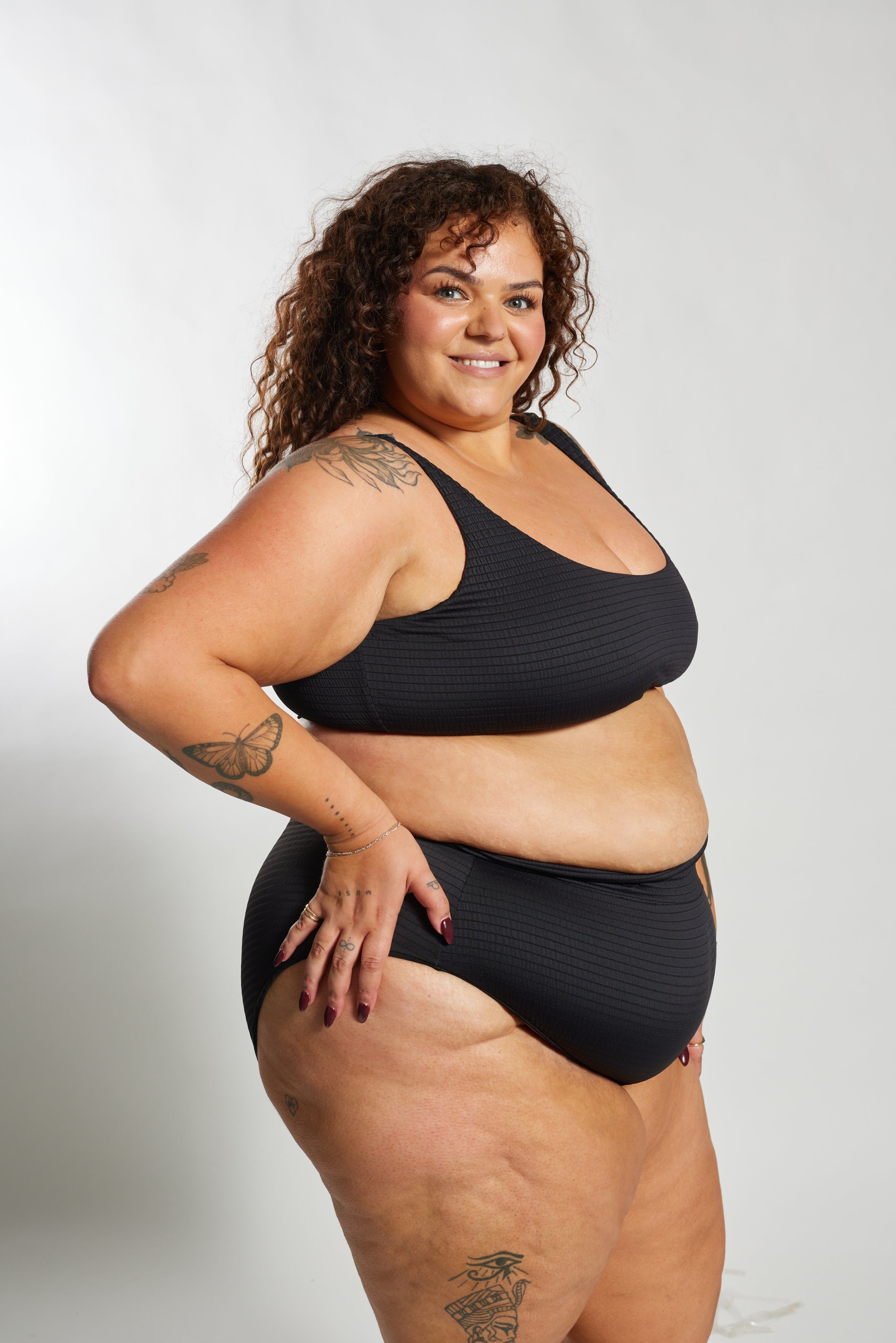 Ginger Bikini Bottom Curve - Black Runch