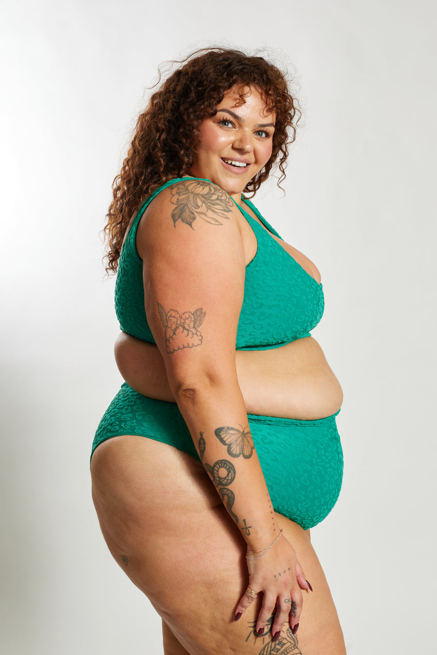 Gia Bikini Top Curve - Textured Leopard Kiwi
