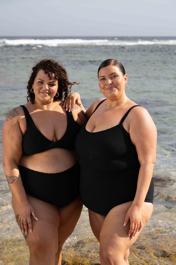 Giselle Tankini Top Curve - Black Waffle