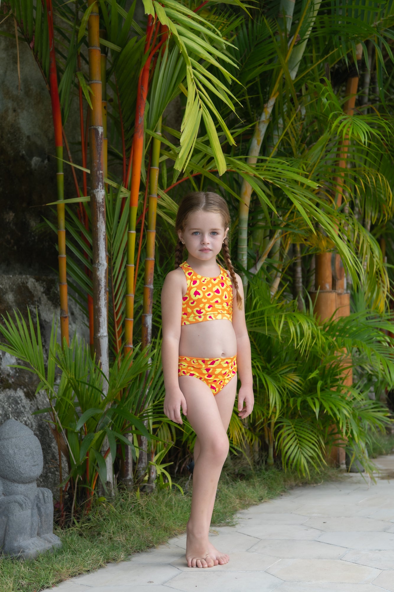 Mini Gia Bikini Set Final Sale - Orange Sprint Leopard