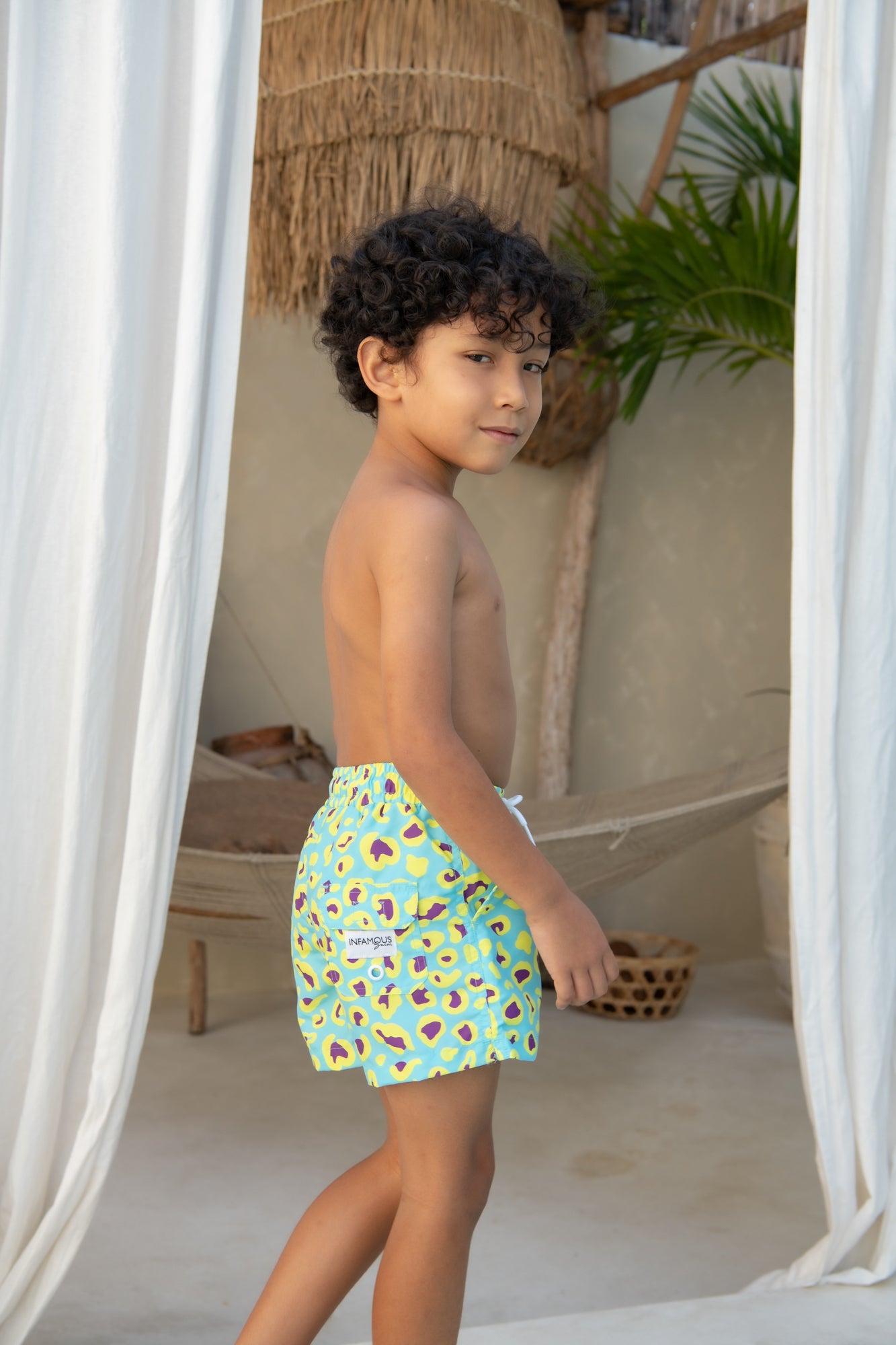 Mini Hank Board Shorts Final Sale - Sour Sky Leopard