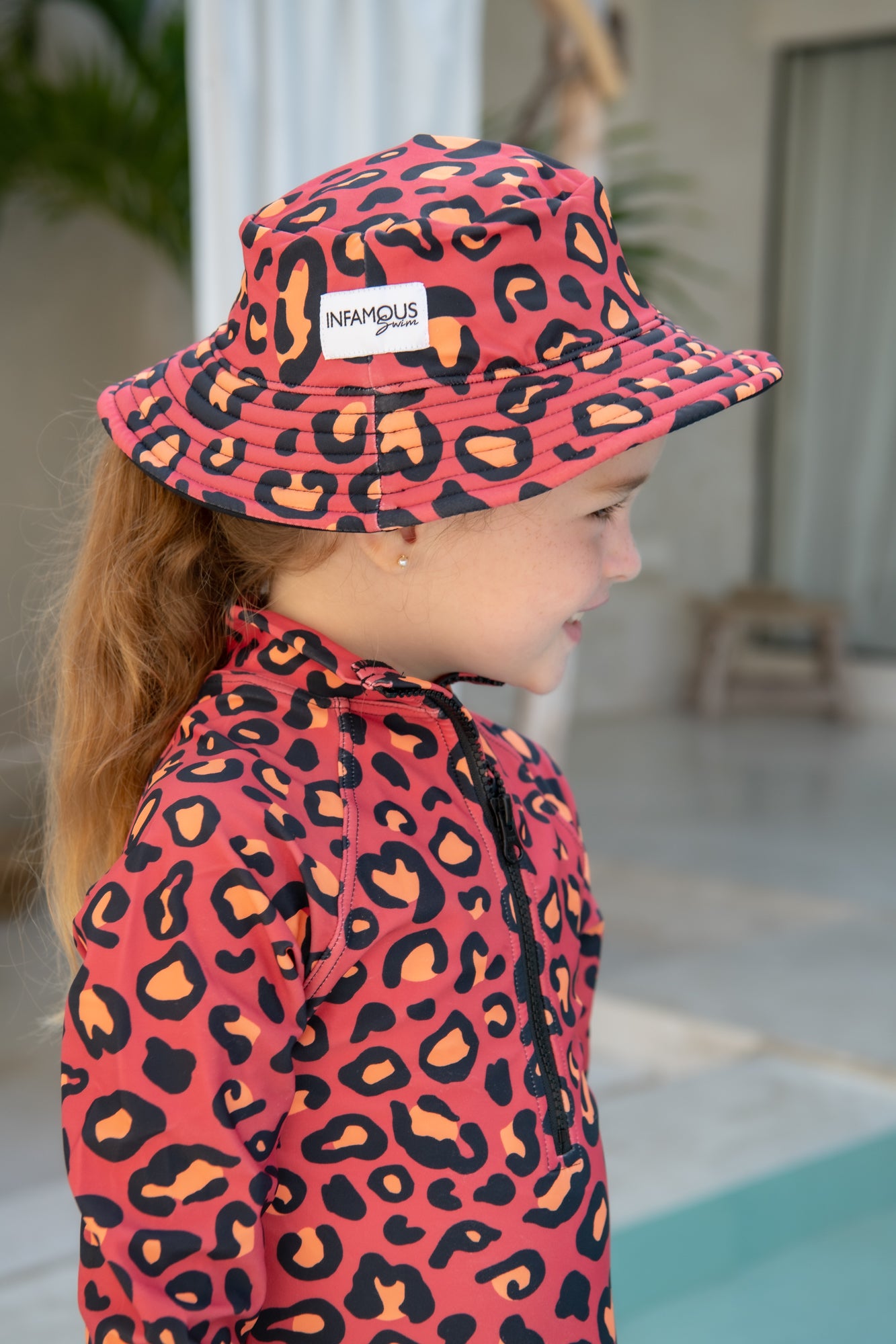 Daisy Swim Hat Final Sale - Bitter Berry Leopard