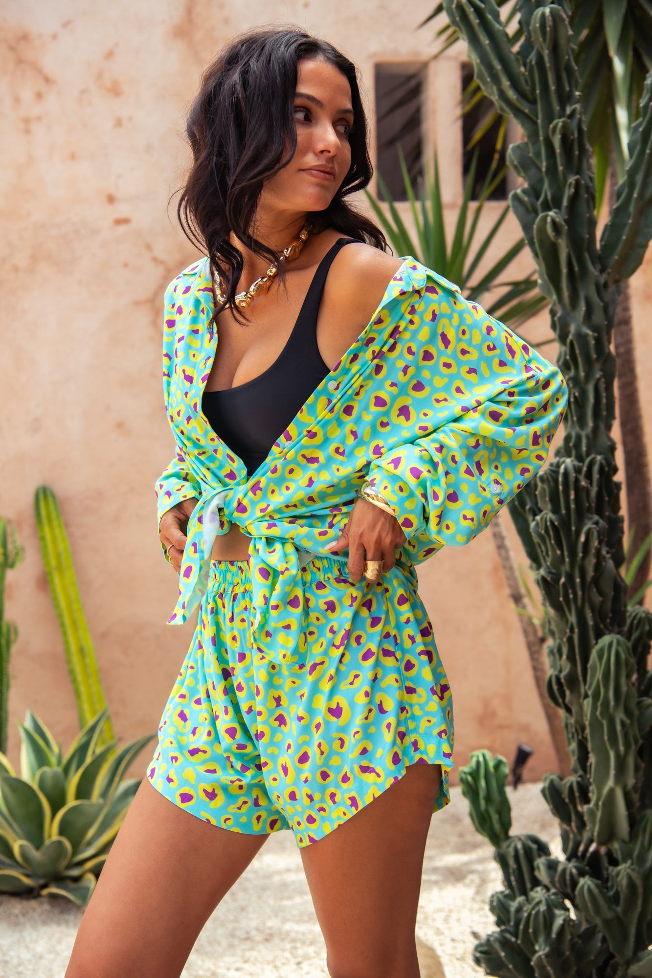 Kelly Shirt - Sour Sky Leopard