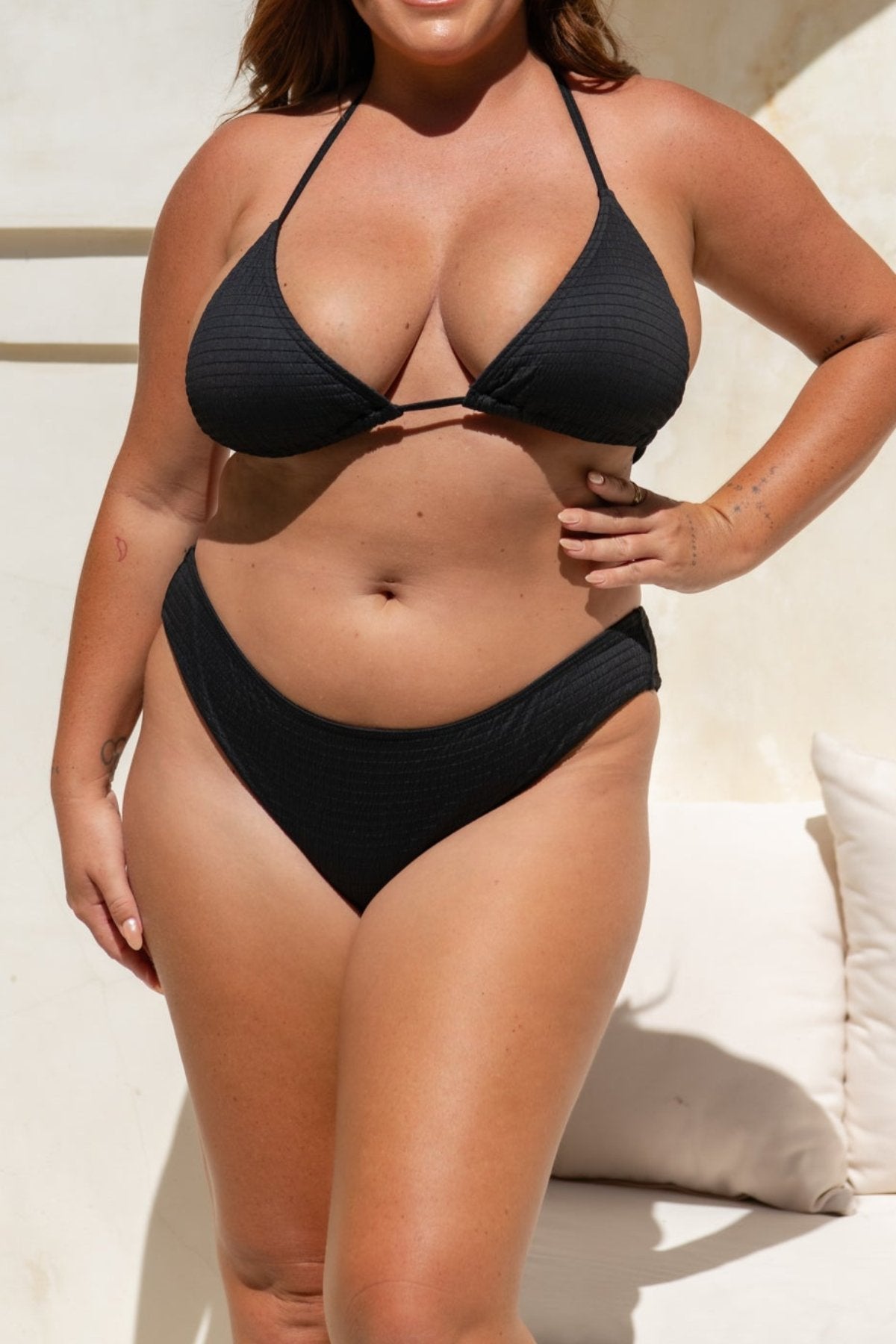 Infamous Swim Mia Triangle Bikini in Black Runch