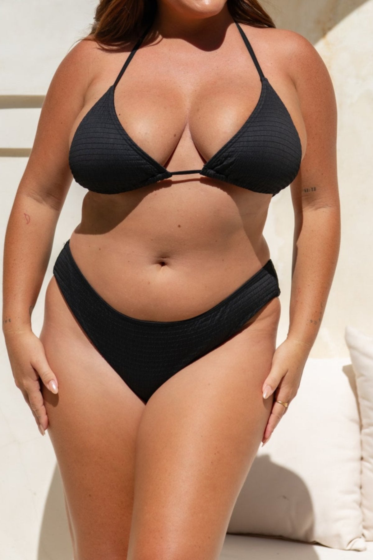 Infamous Swim Grace Bikini Bottom in Black Runch