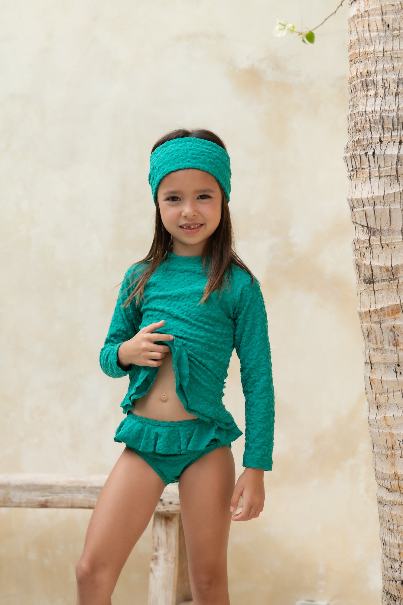 Mini Annie Rashie Set 02 - Textured Leopard Kiwi