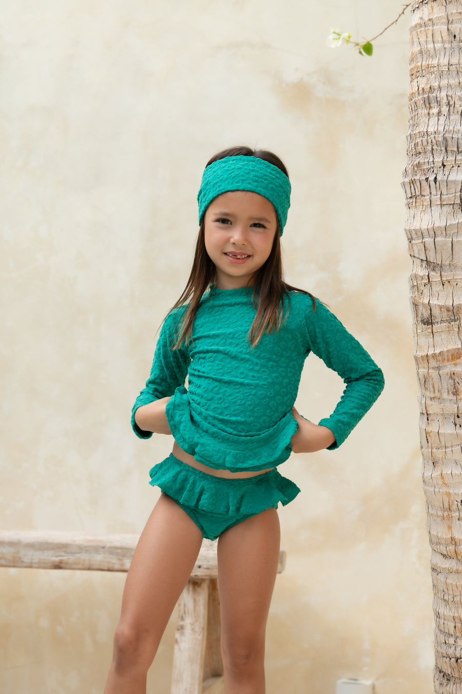 Mini Annie Rashie Set 02 - Textured Leopard Kiwi