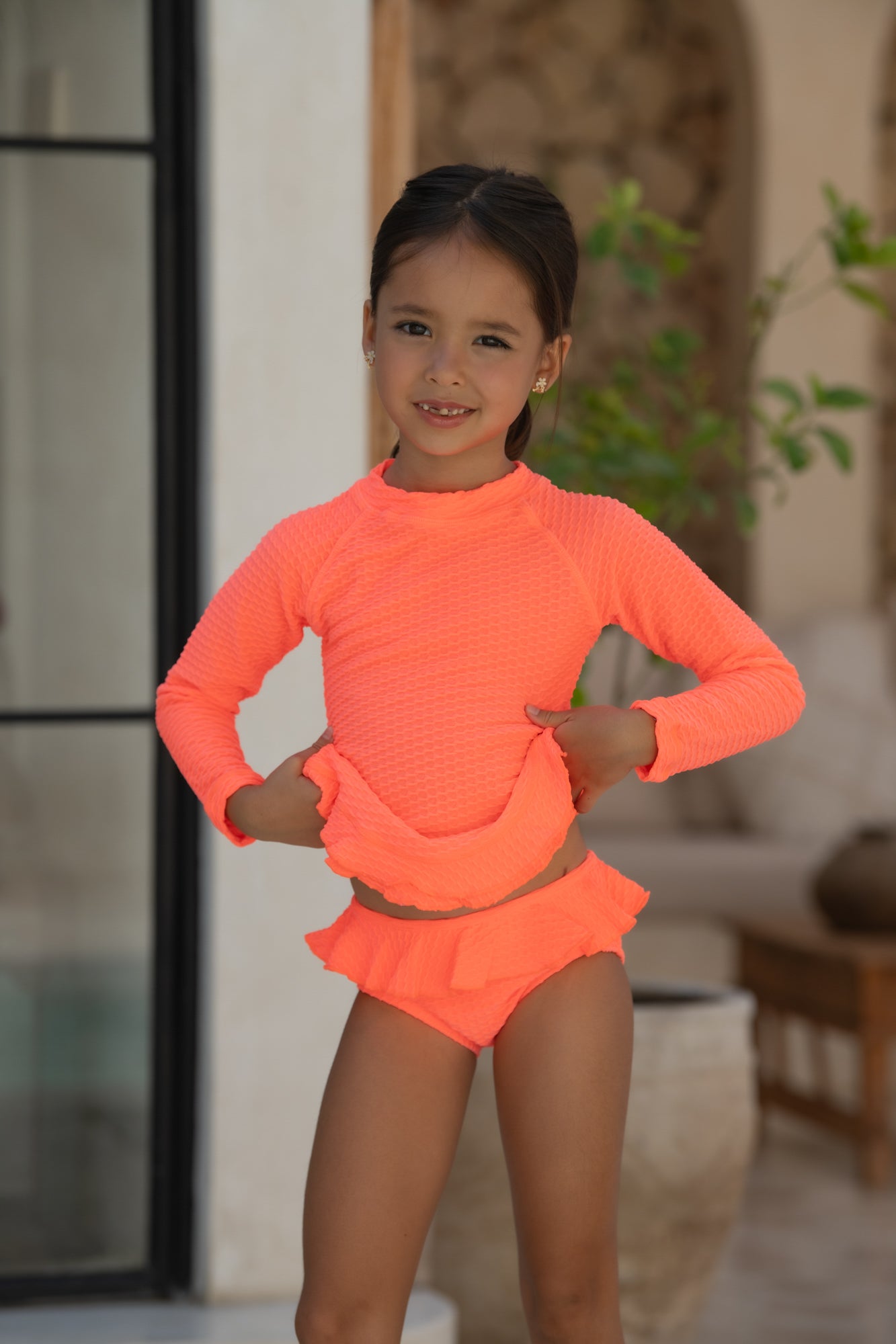 Mini Annie Rashie Set 02 - Fluro Waffle Watermelon