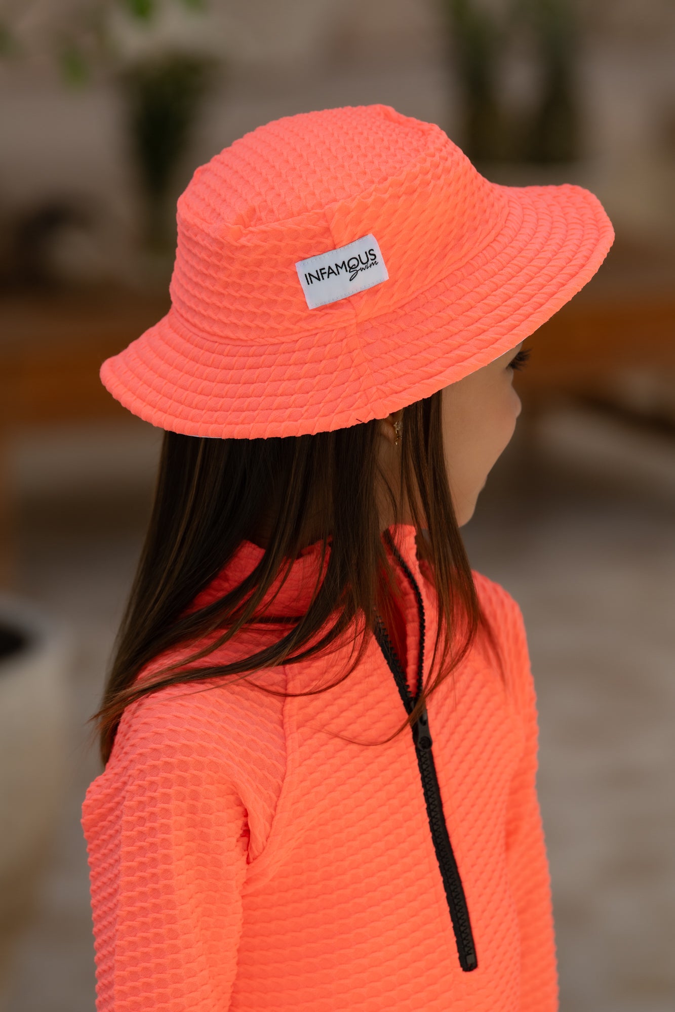 Daisy Swim Hat - Fluro Waffle Watermelon