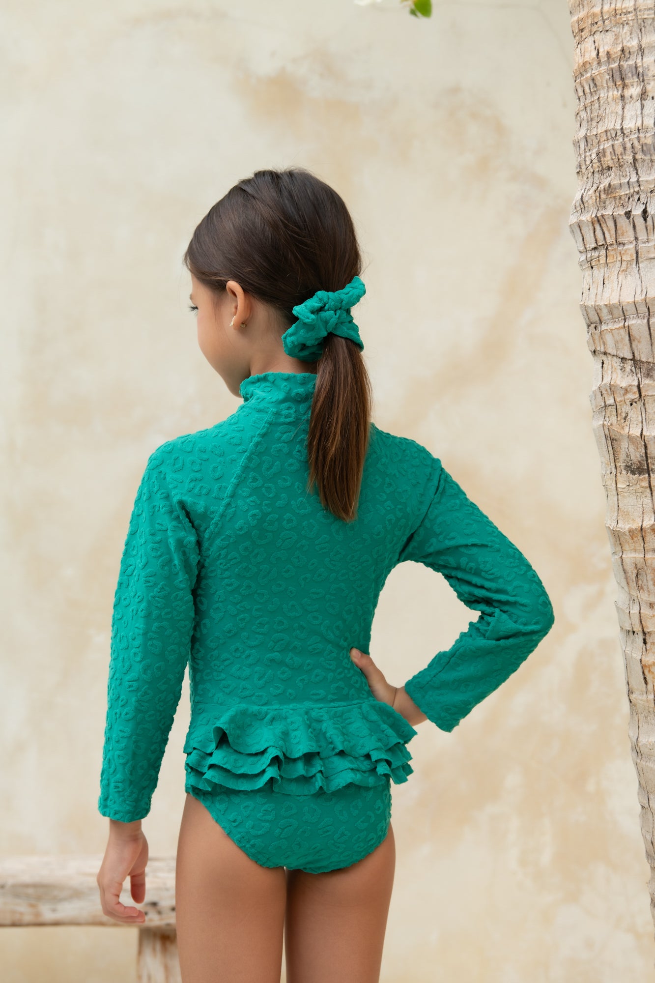 Mini Mimi Scrunchie - Textured Leopard Kiwi