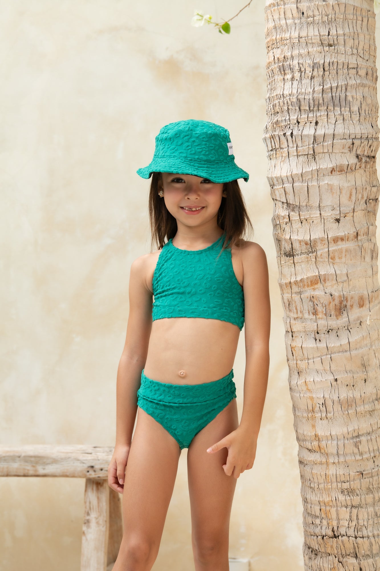 Mini Gia Bikini Set - Textured Leopard Kiwi