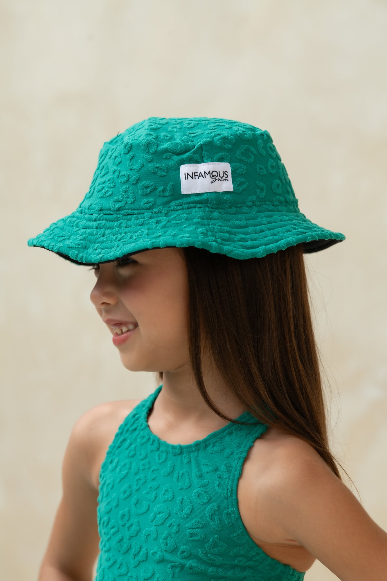 Daisy Swim Hat - Textured Leopard Kiwi