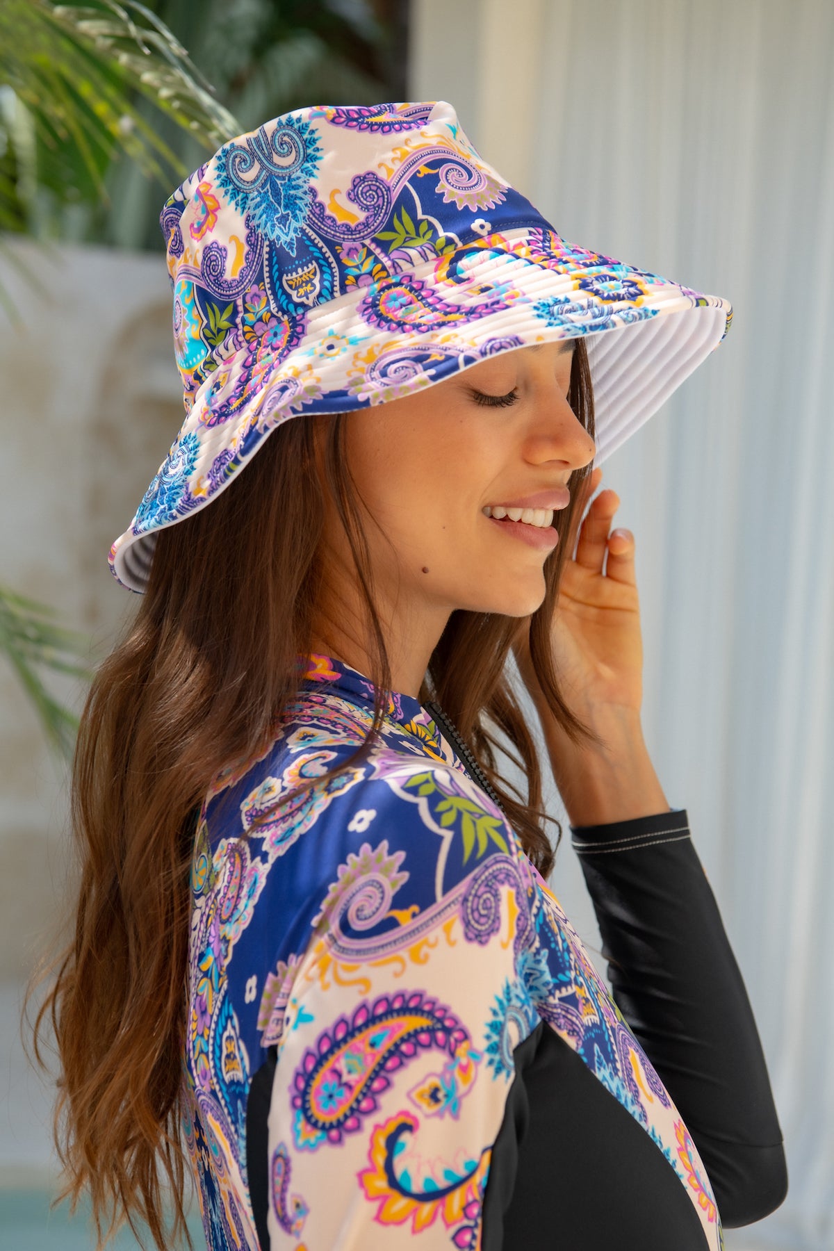 Daisy Swim Hat Adult - Peacock Swirls