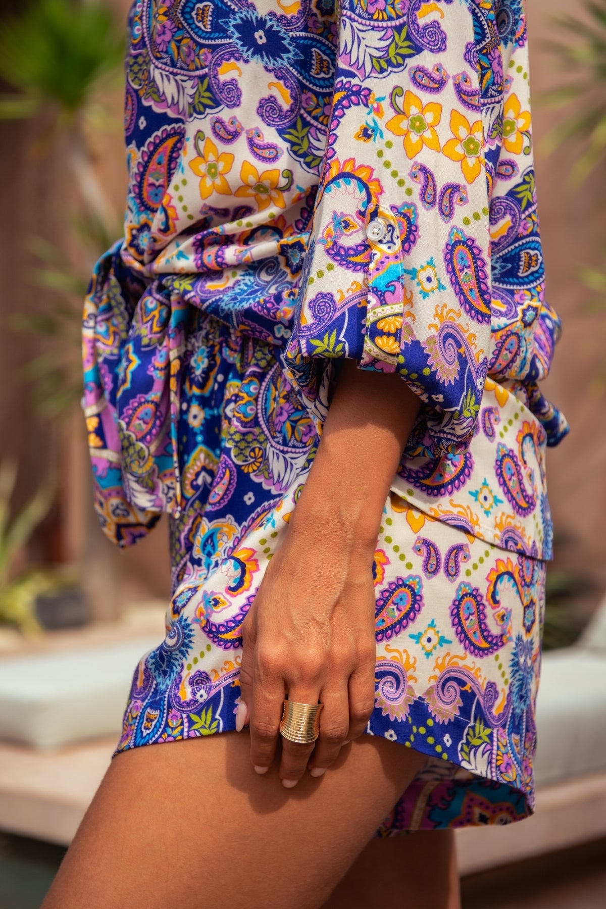 Nadia Shorts - Peacock Swirls