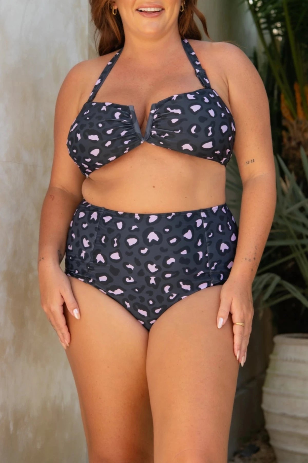 Infamous Swim Scarlett Bandeau Top in Mellow Leopard