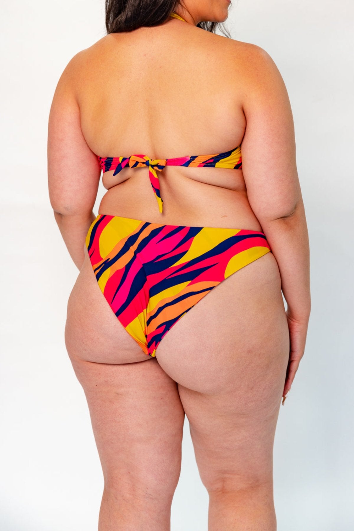 Infamous Swim Scarlett Bandeau Top in Sunset Stripe