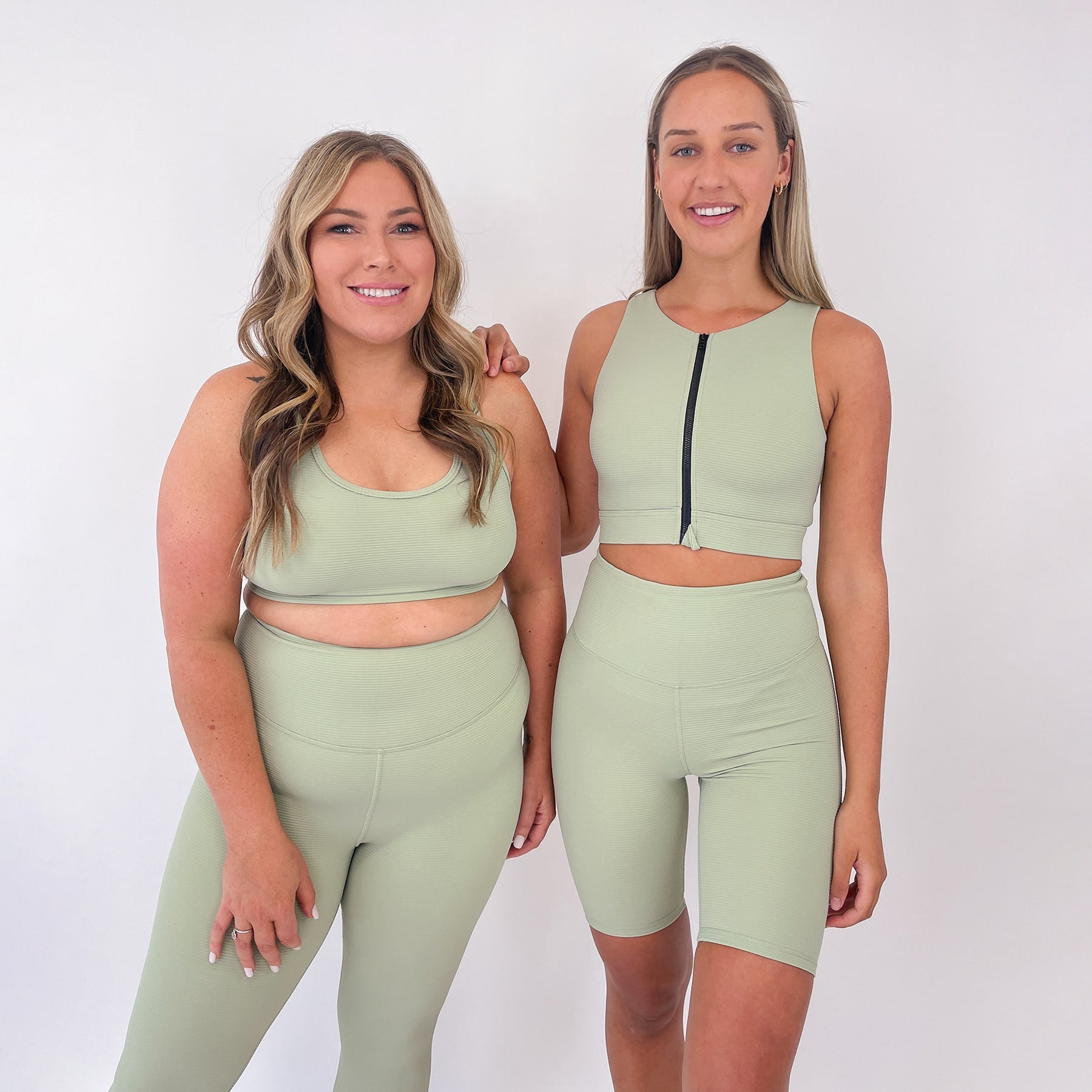 Ashy Active Crop Final Sale - Sage Green Ribbed