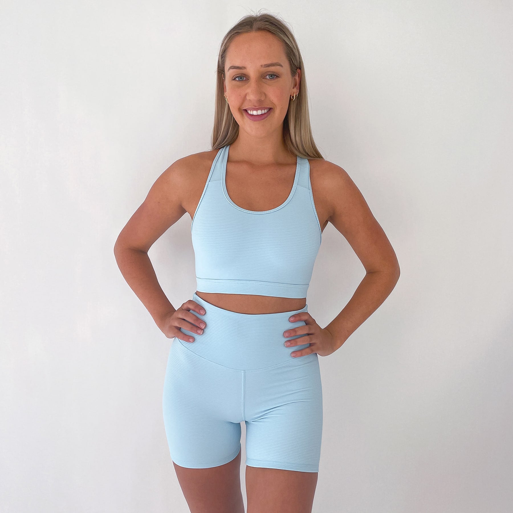 Ashy Active Crop Final Sale - Baby Blue Ribbed