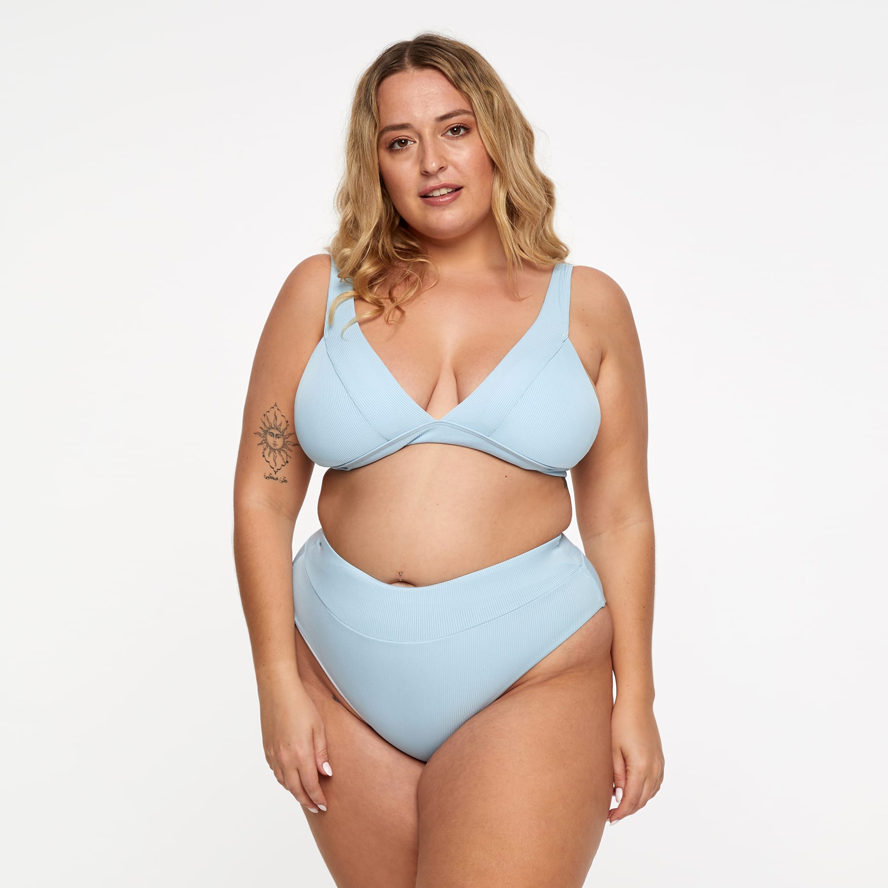 Lola Triangle Top FINAL SALE - Baby Blue Ribbed