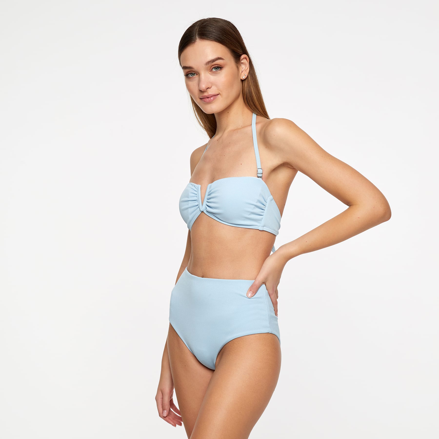 Scarlett Bandeau Top Final Sale - Baby Blue Ribbed