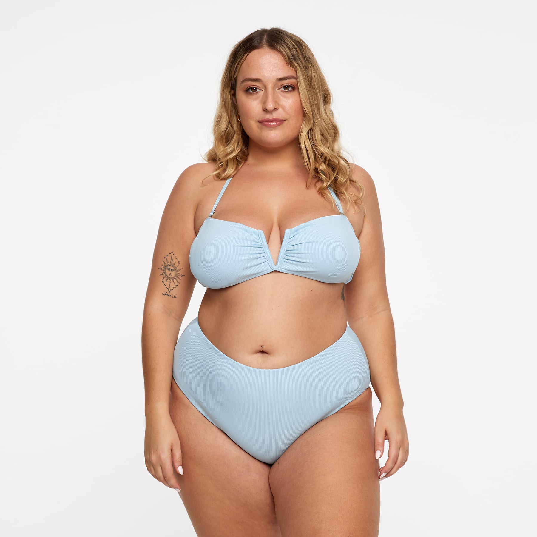 Scarlett Bandeau Top Final Sale - Baby Blue Ribbed