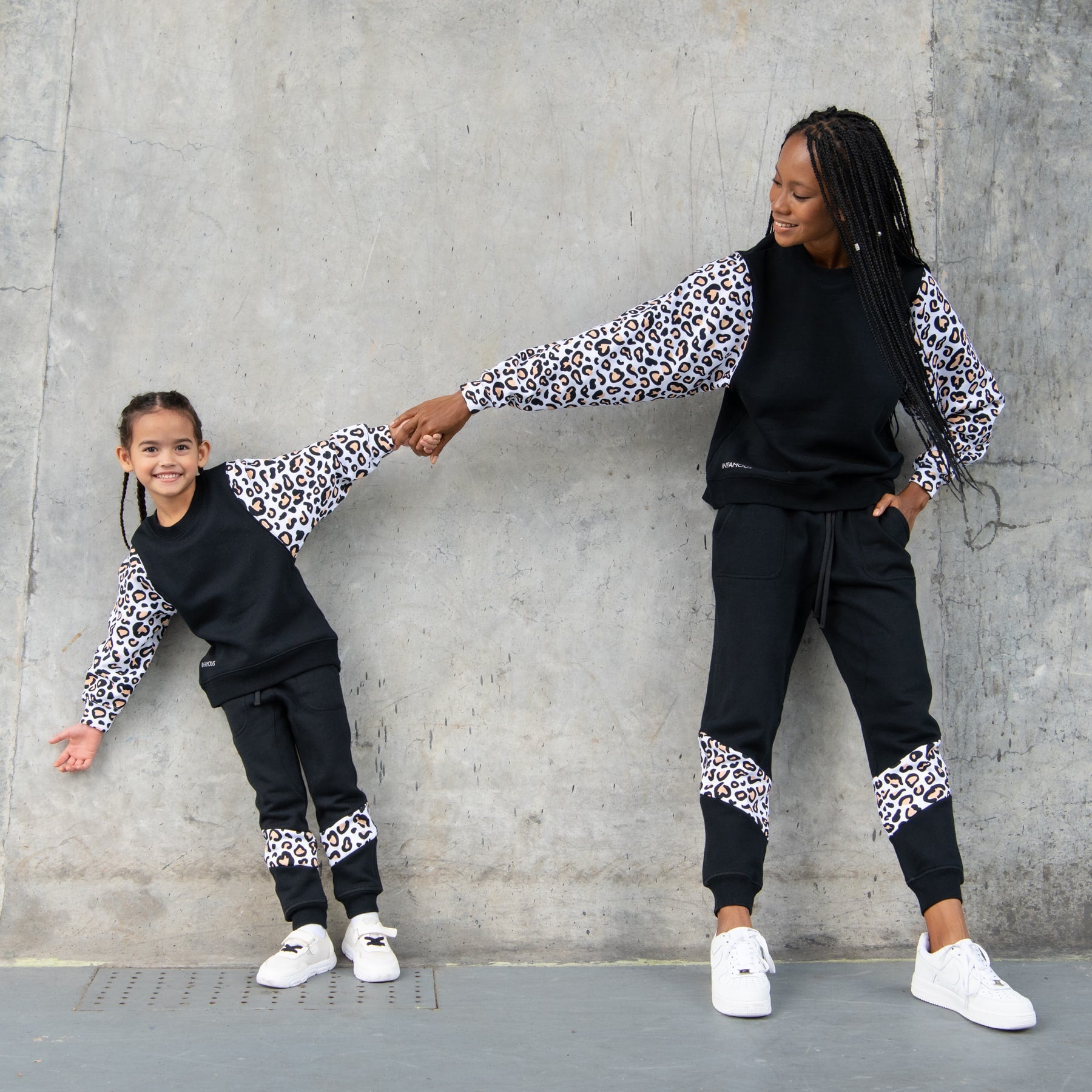 Mini Track Pant Spliced Final Sale - Black & Leopard