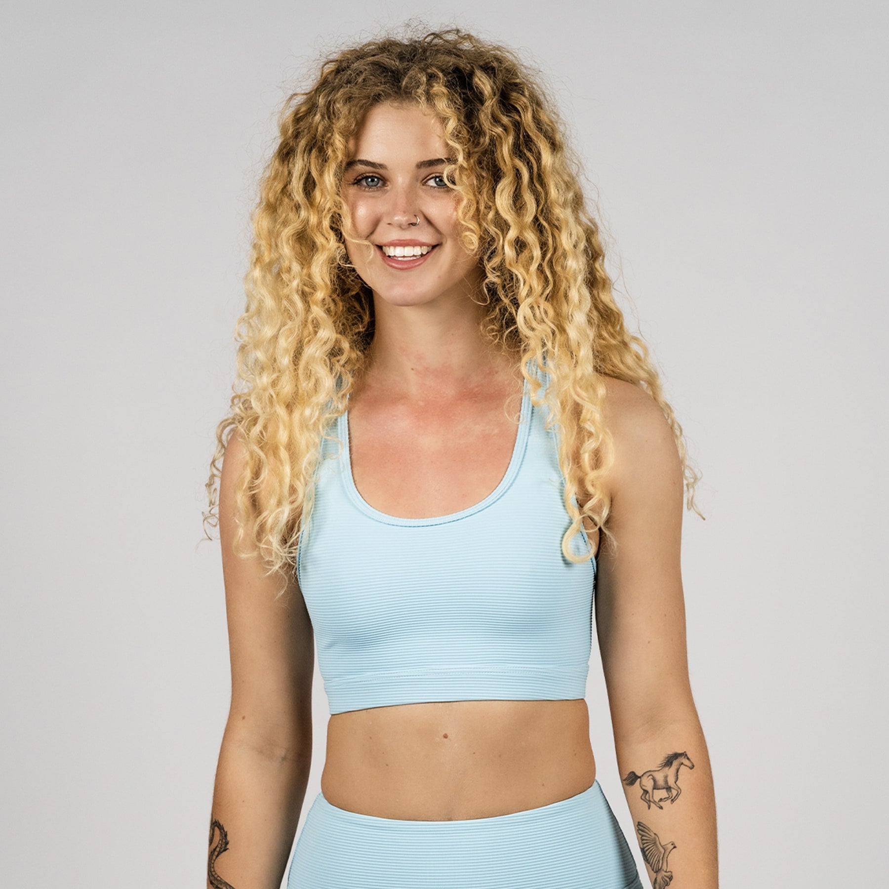 Ashy Active Crop Final Sale - Baby Blue Ribbed