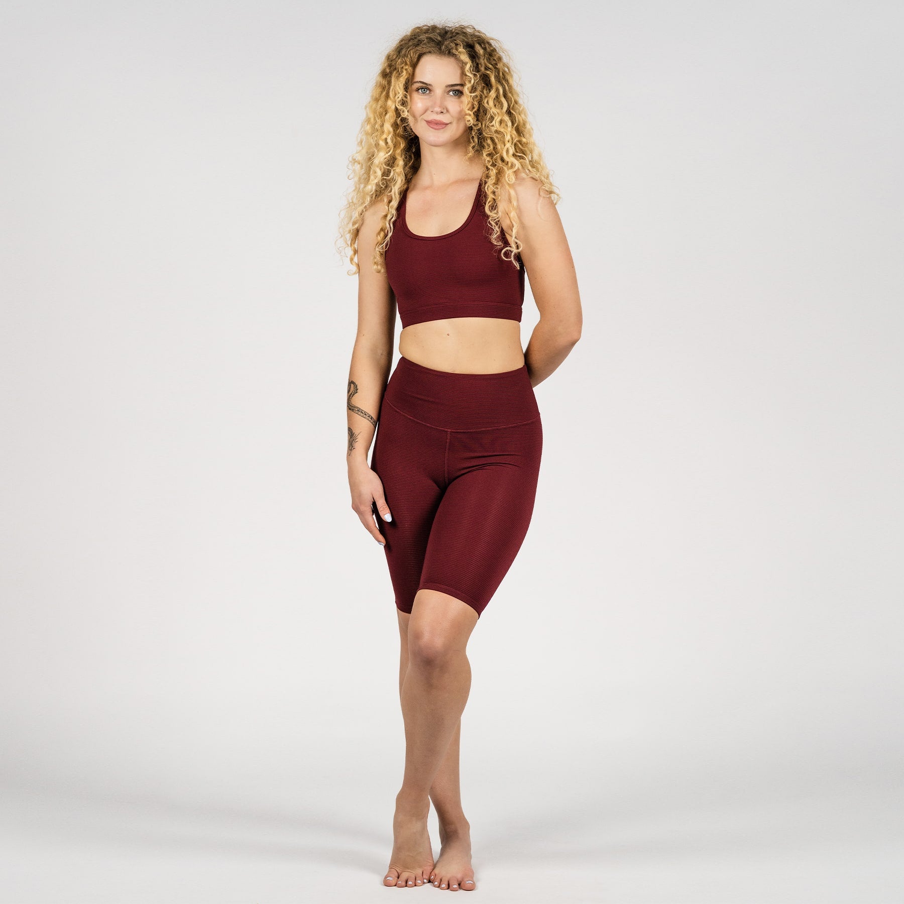 Ashy Active Crop Final Sale - Red Wine Ribbed