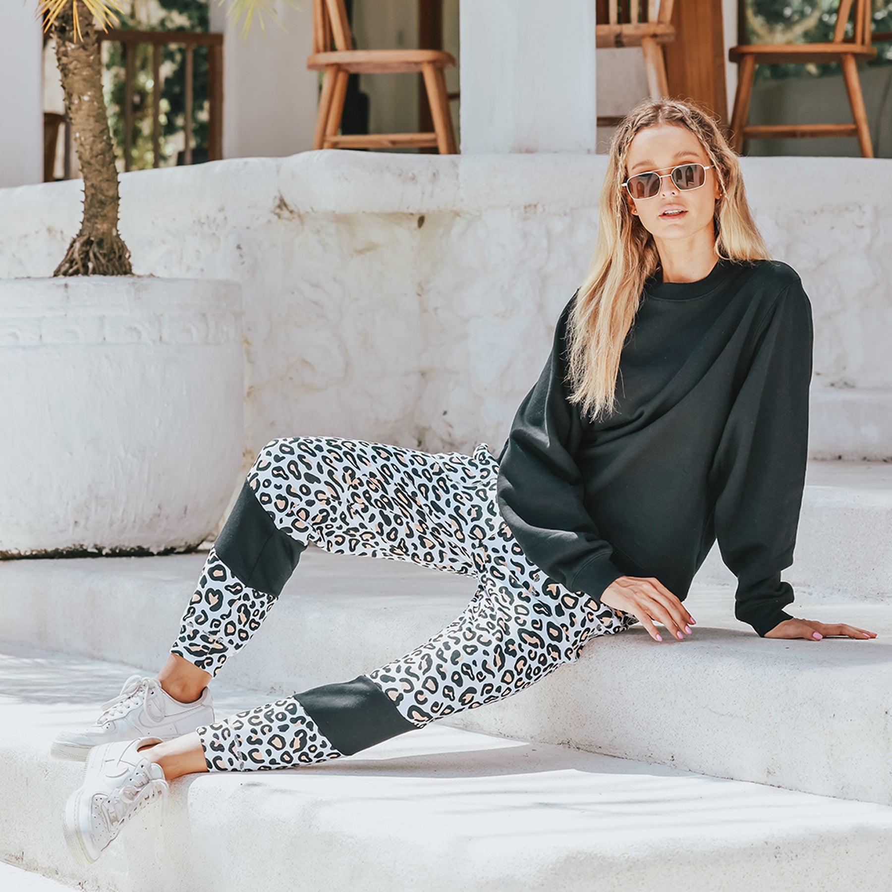 Track Pant Spliced Final Sale - Safari Leopard