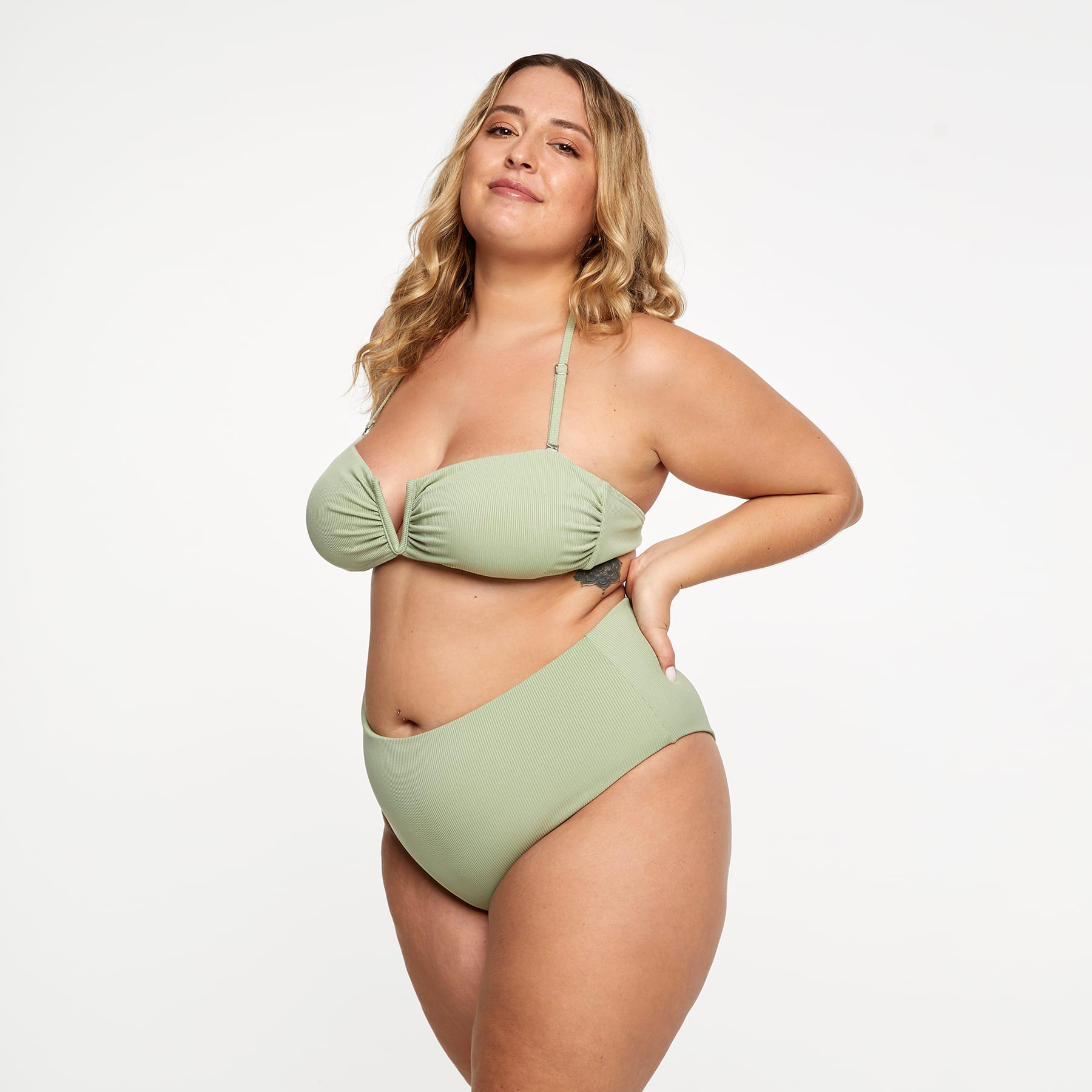 Scarlett Bandeau Top FInal Sale - Sage Green Ribbed