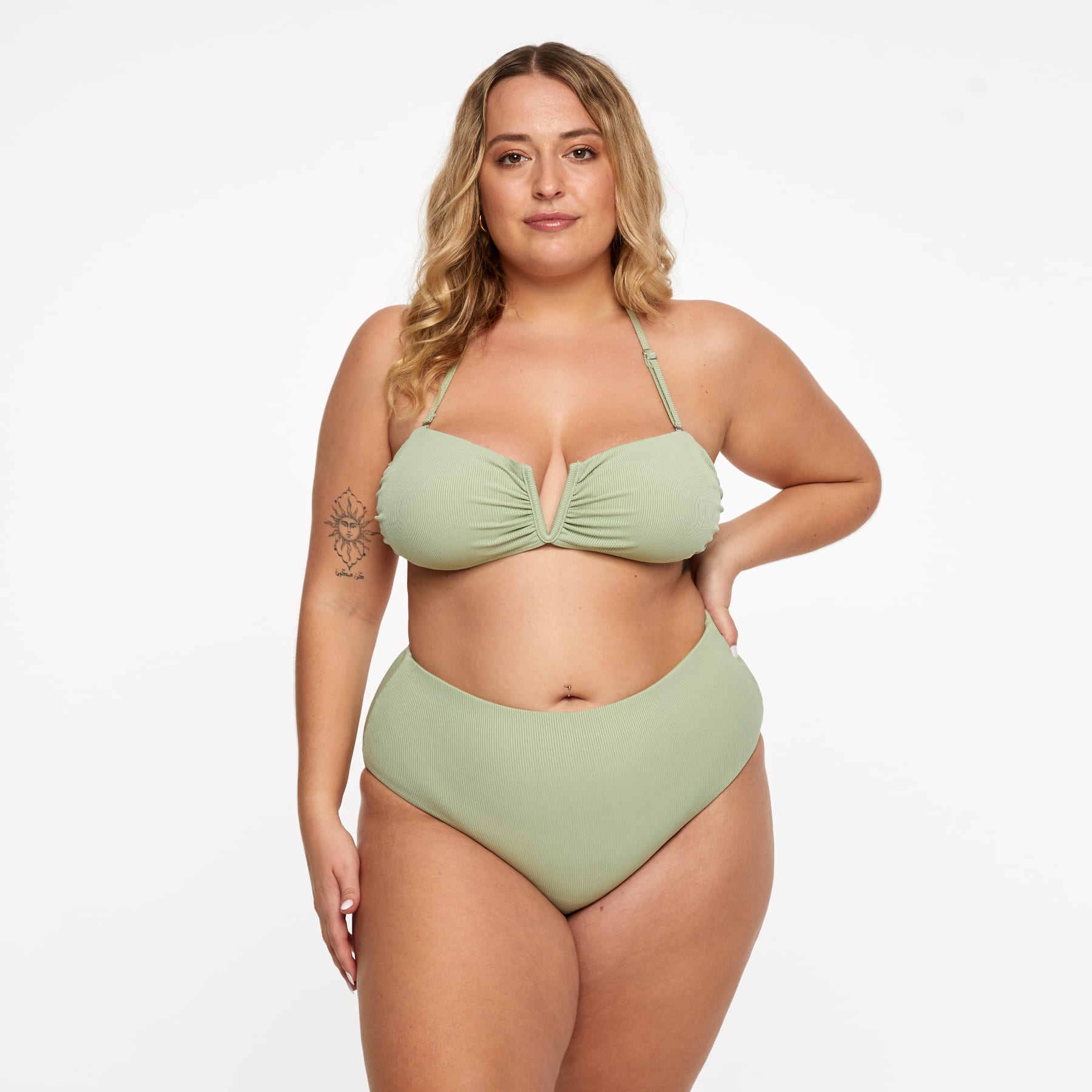 Scarlett Bandeau Top FInal Sale - Sage Green Ribbed