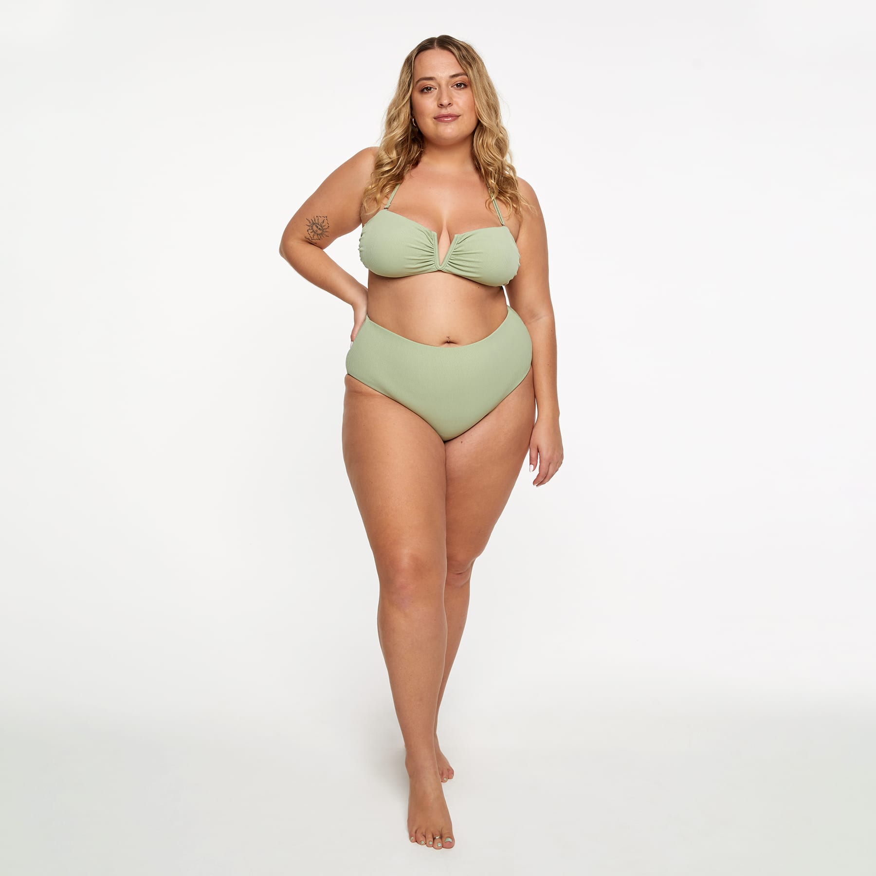 Scarlett Bandeau Top FInal Sale - Sage Green Ribbed