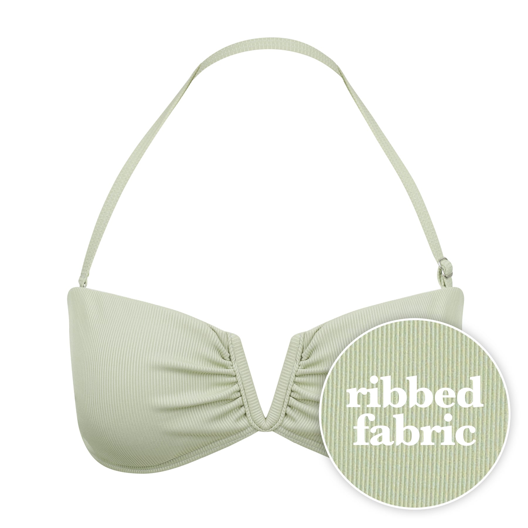 Scarlett Bandeau Top FInal Sale - Sage Green Ribbed