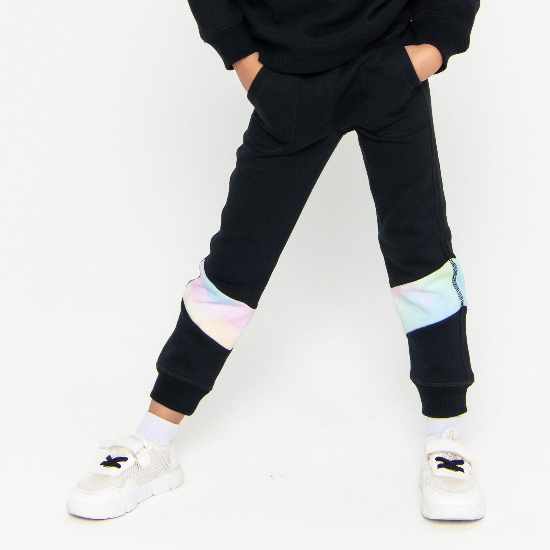 Mini Track Pant Spliced Final Sale - Black & Fairy floss