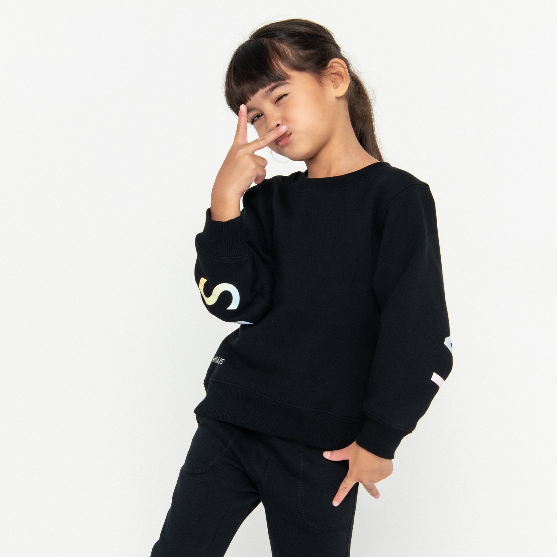 Mini Signature Sweatshirt Final Sale - Black & Fairy Floss