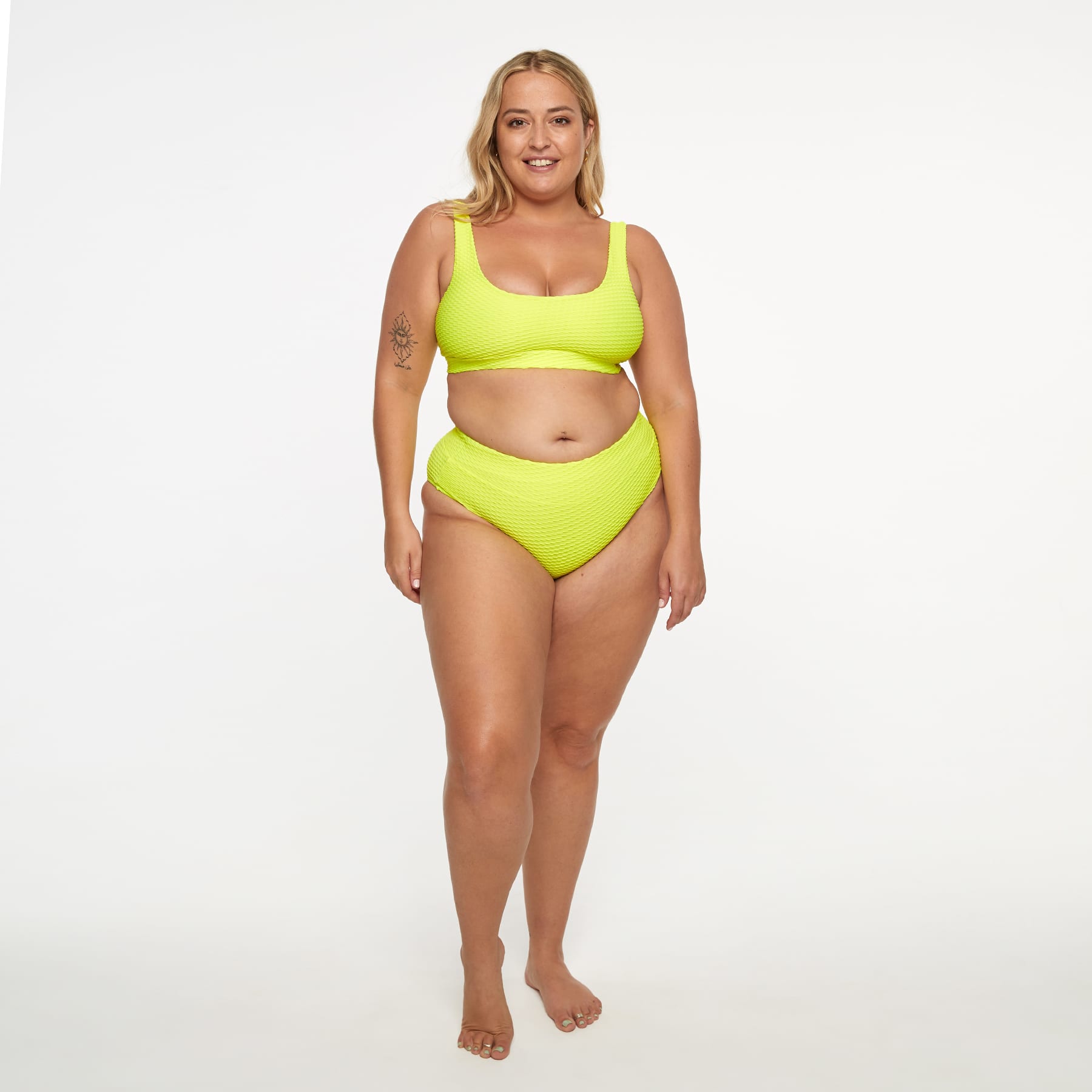 Gia Bikini Top - Fluro Yellow Waffle