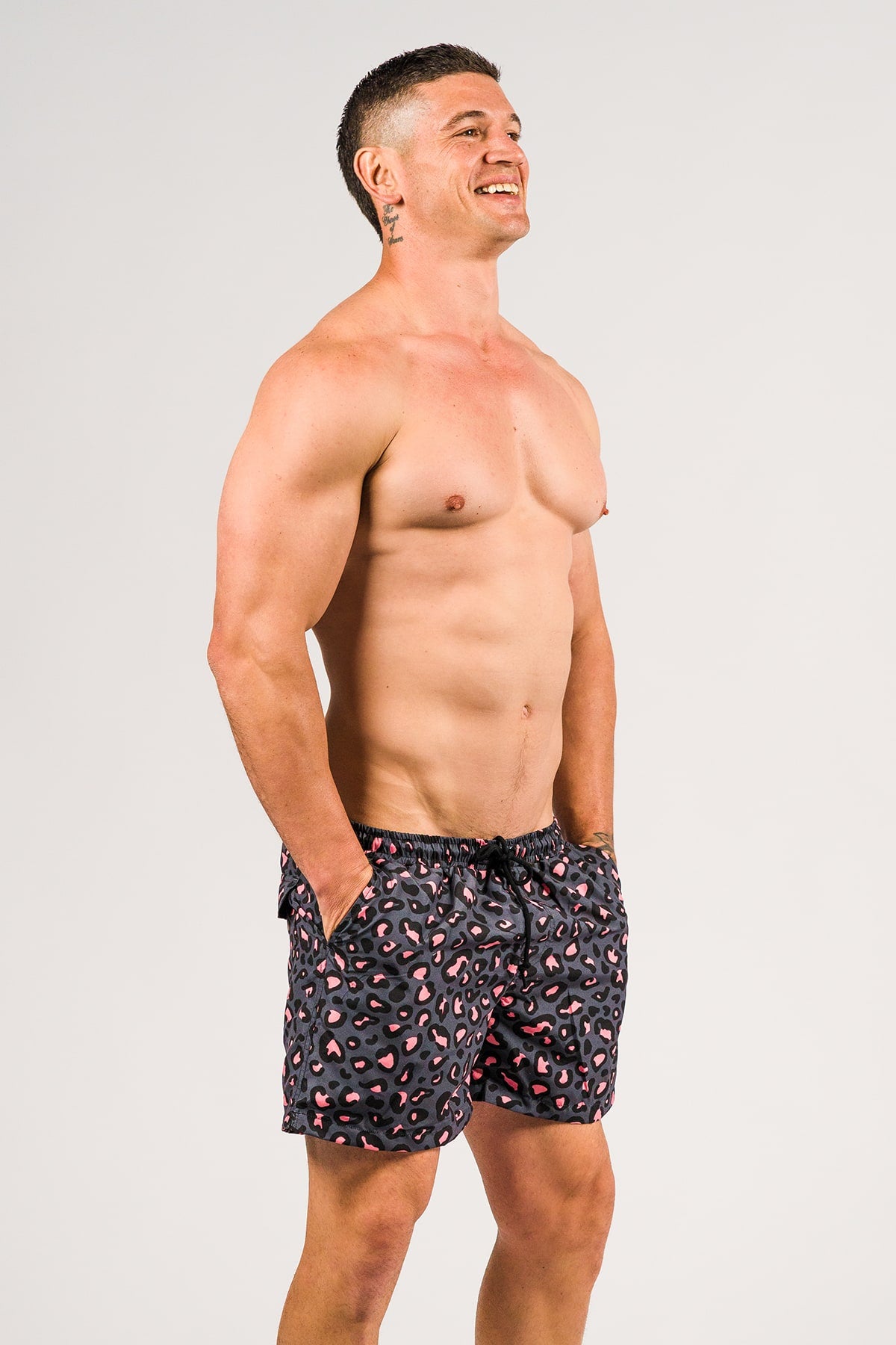 Hank Board Shorts - Stone Leopard