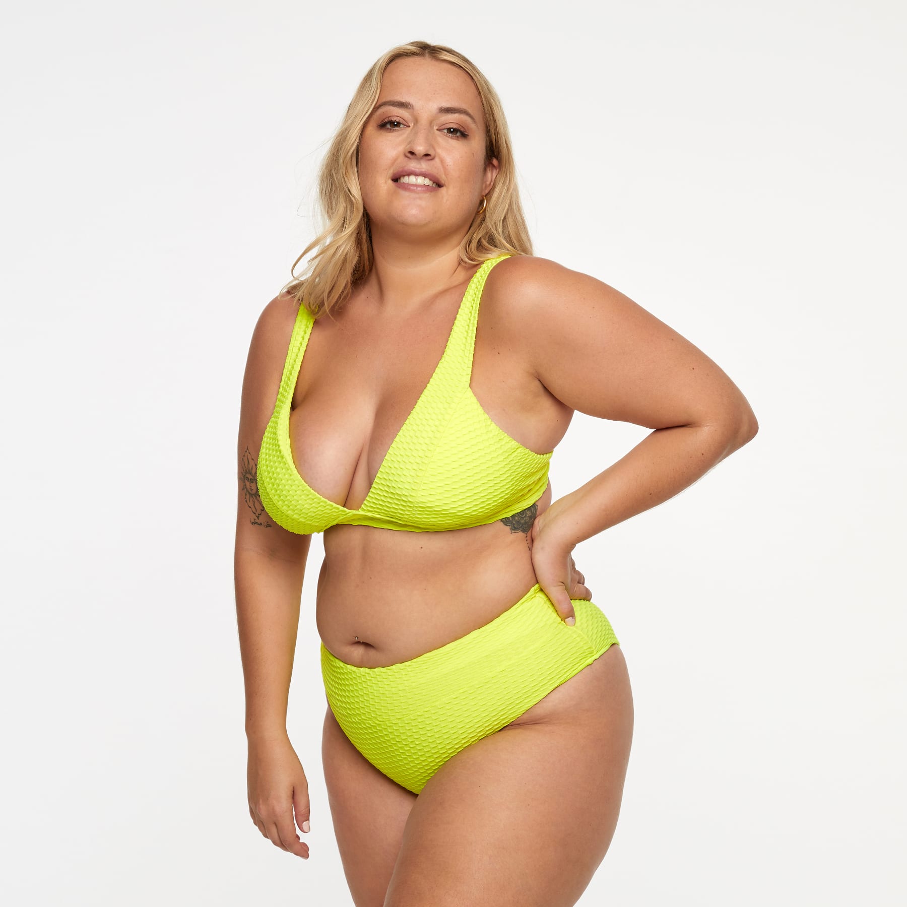 Lola Triangle Top Final Sale - Fluro Yellow Waffle