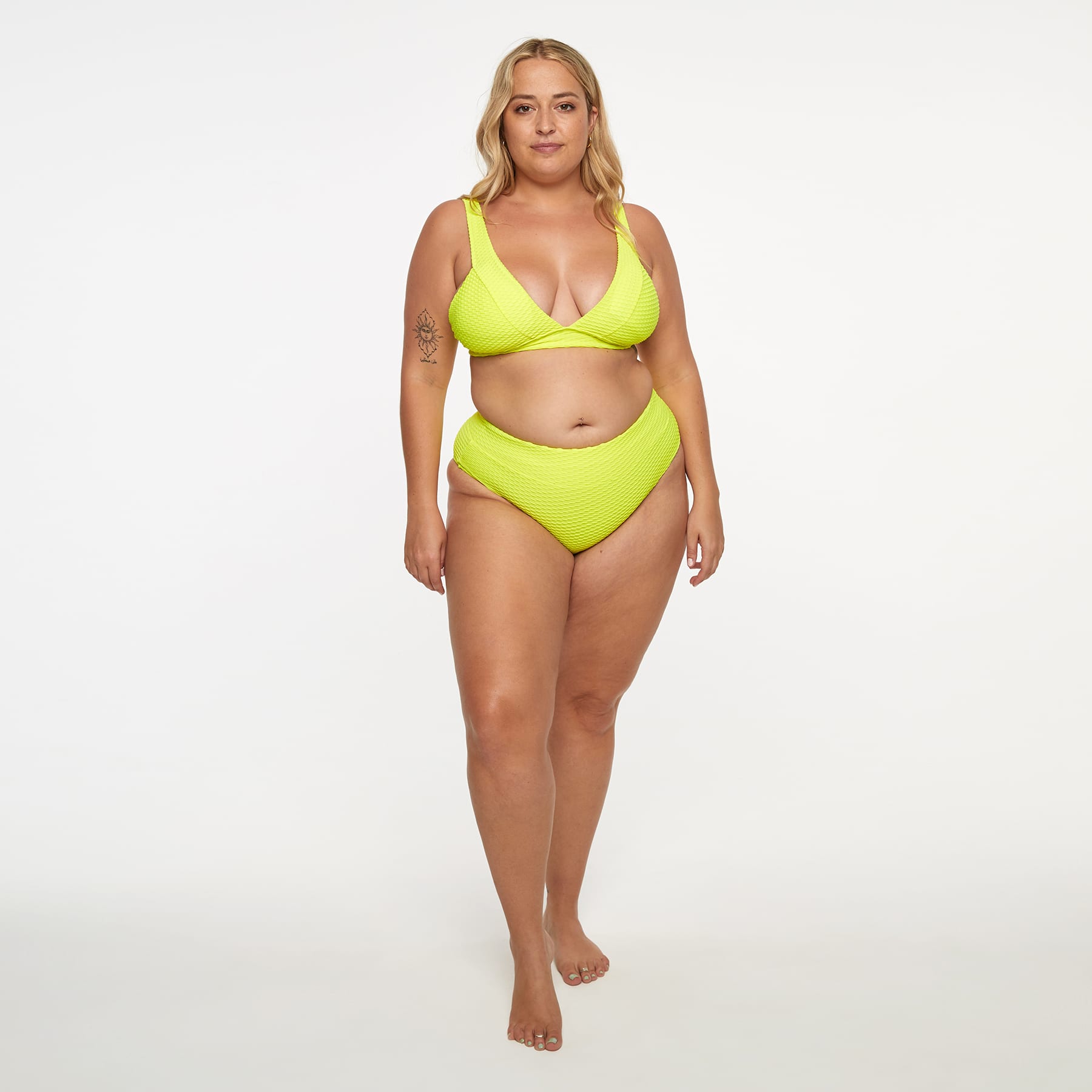 Lola Triangle Top Final Sale - Fluro Yellow Waffle