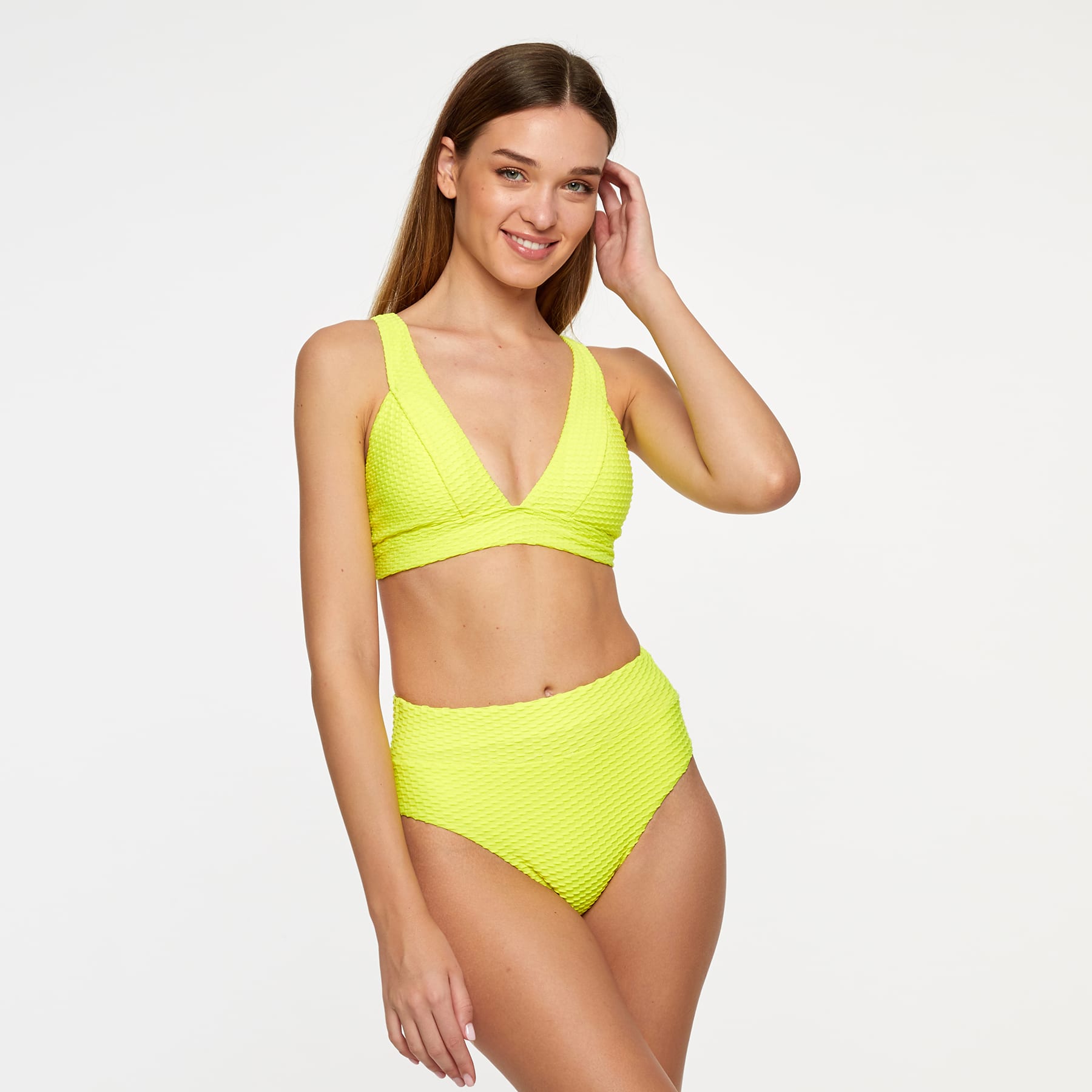 Lola Triangle Top Final Sale - Fluro Yellow Waffle