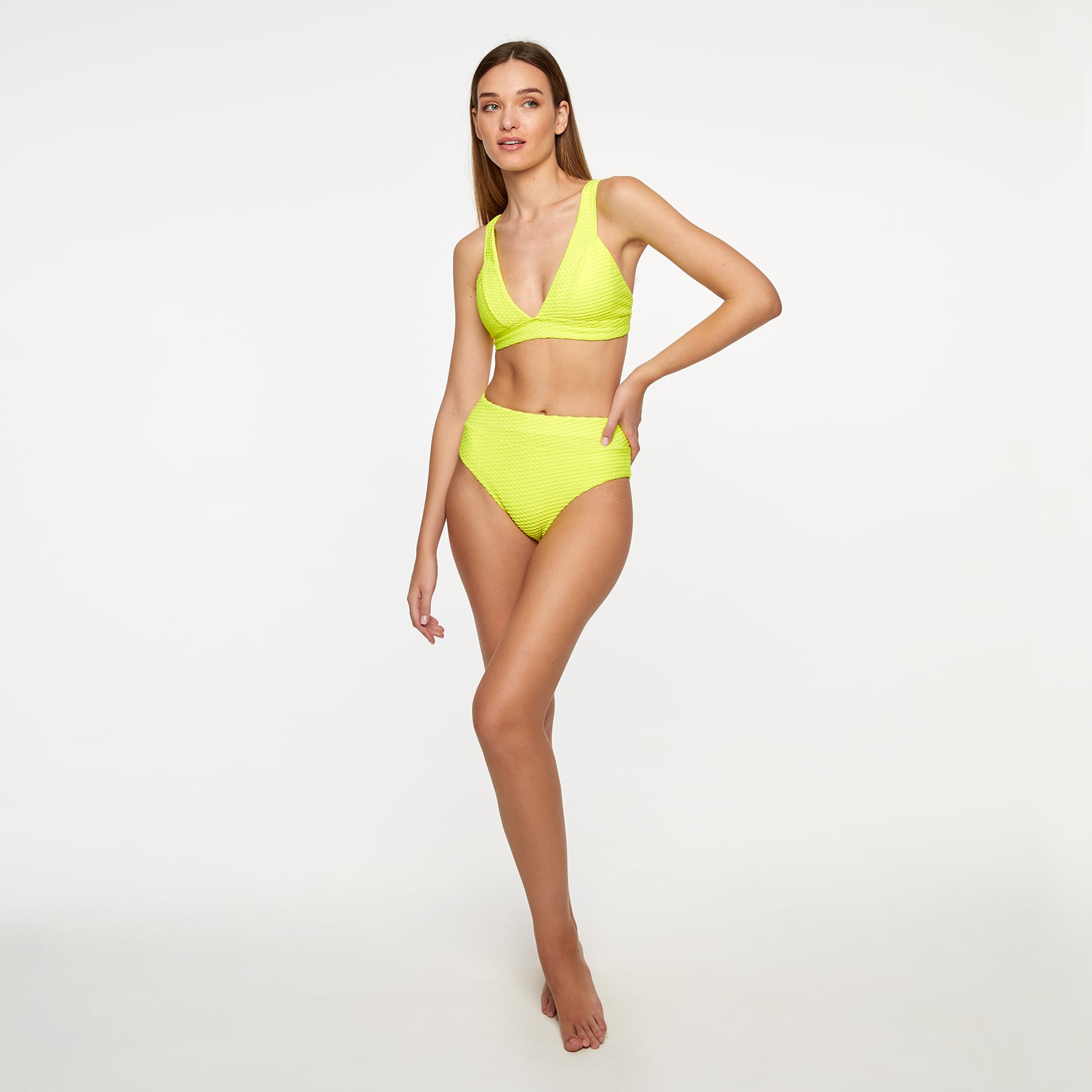 Lola Triangle Top Final Sale - Fluro Yellow Waffle