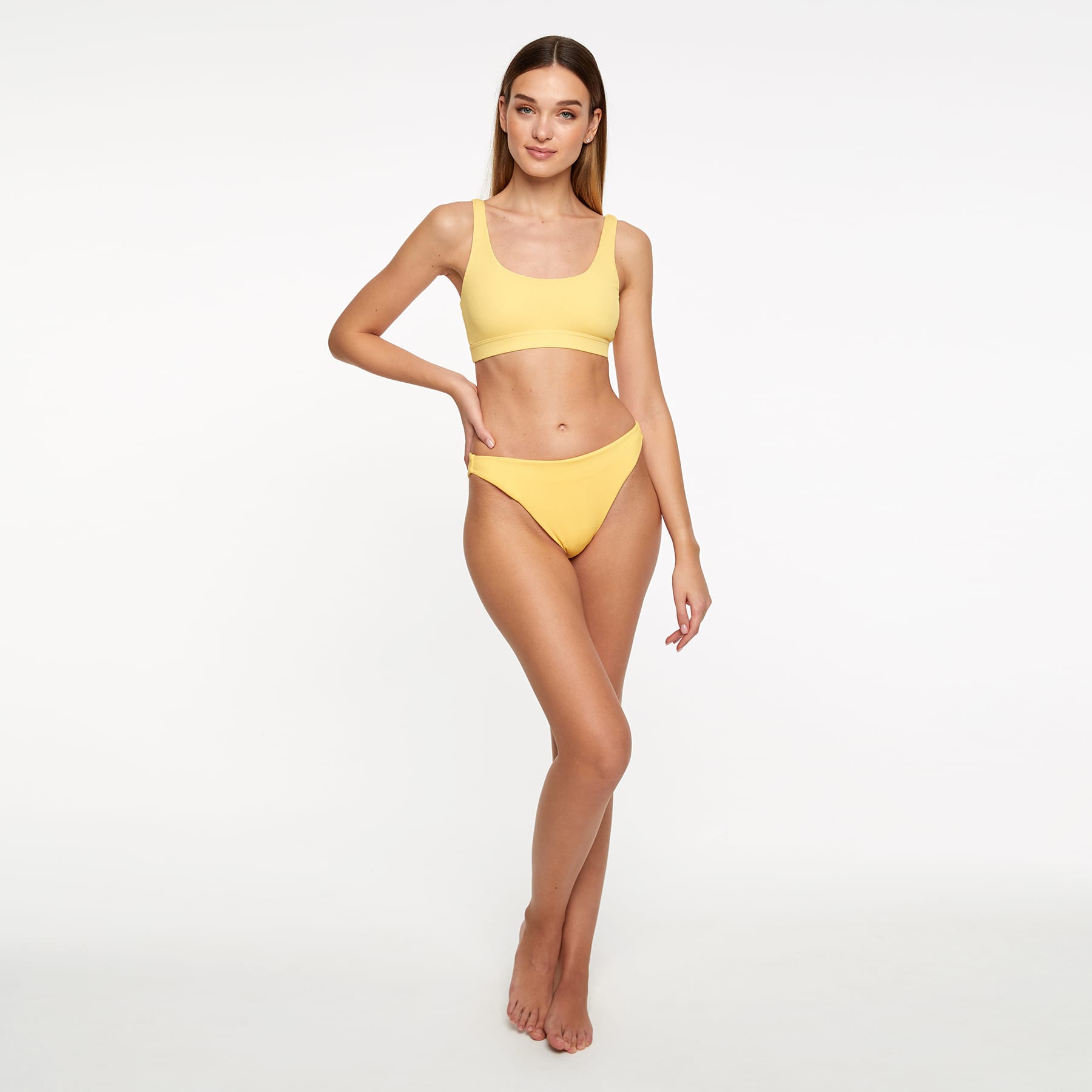 Gia Bikini Top Final Sale - Sunshine Yellow Ribbed