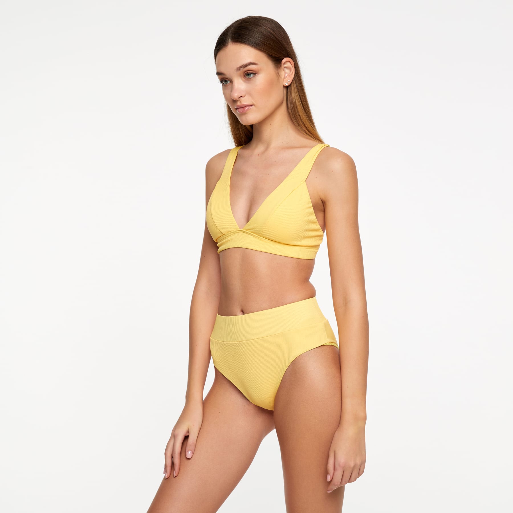 Lola Triangle Top Final Sale - Sunshine Yellow Ribbed