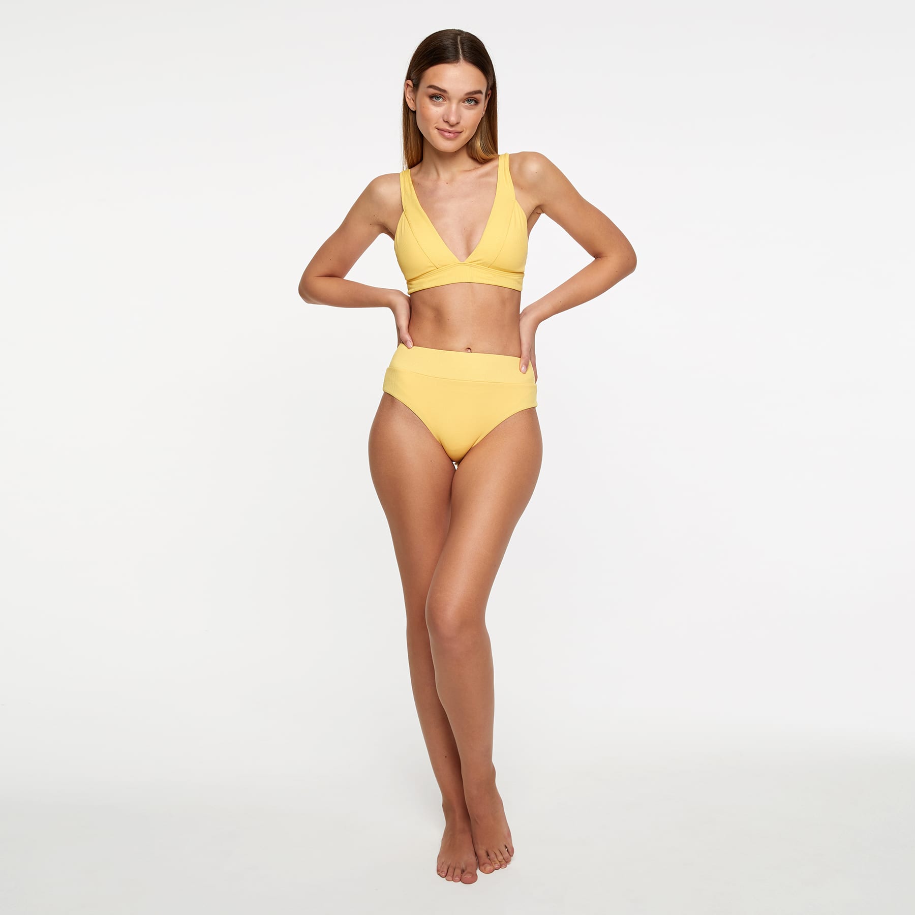 Lola Triangle Top Final Sale - Sunshine Yellow Ribbed