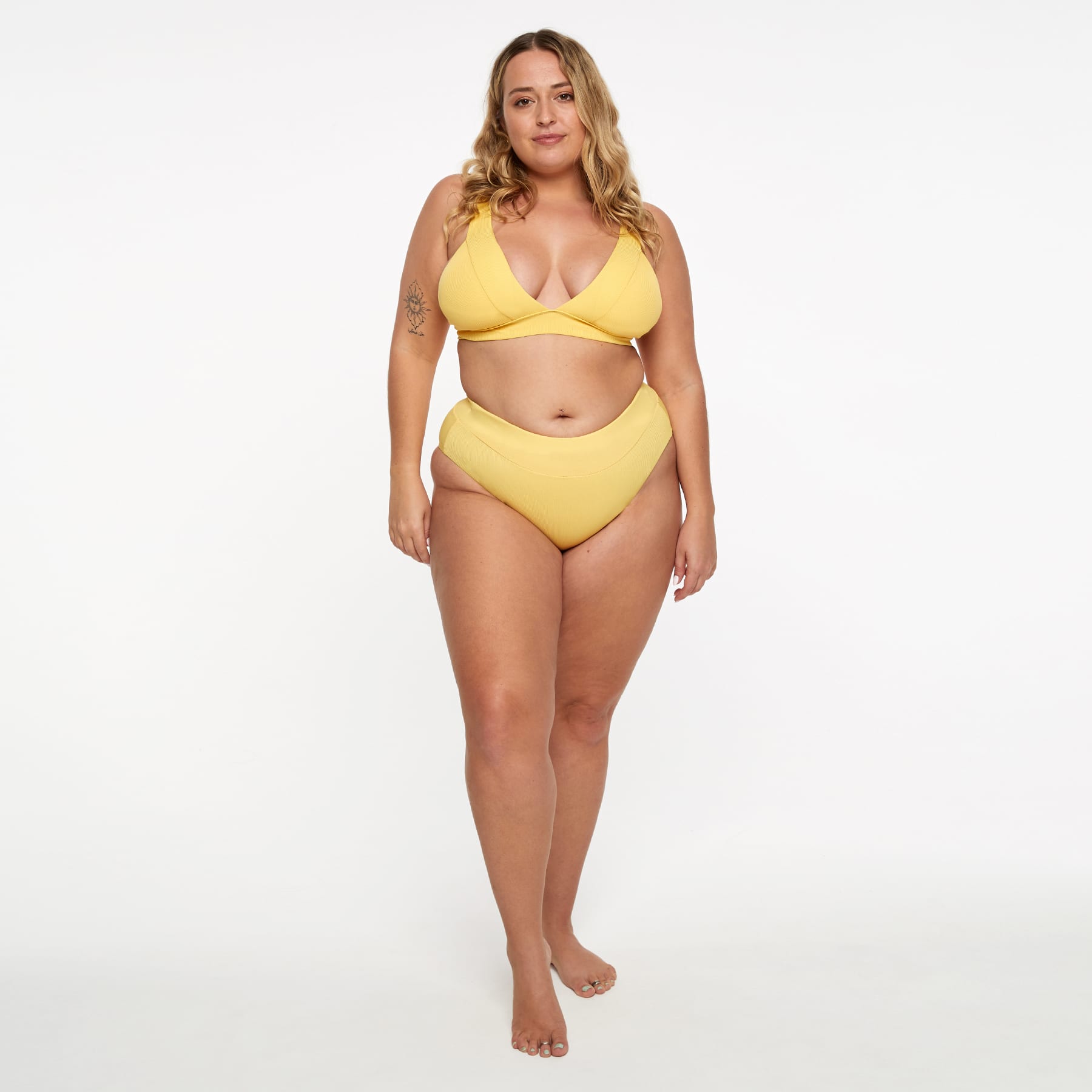 Lola Triangle Top Final Sale - Sunshine Yellow Ribbed